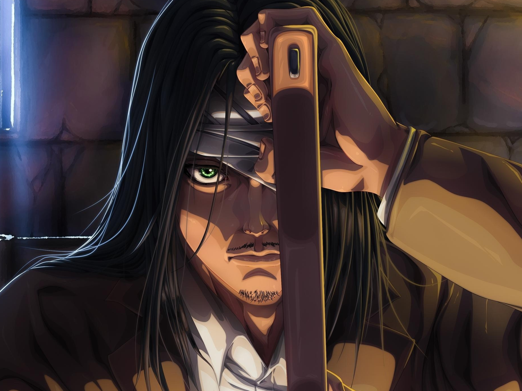 Eren Yeager, Attack on Titan, wooden crutch, HD Desktop wallpaper