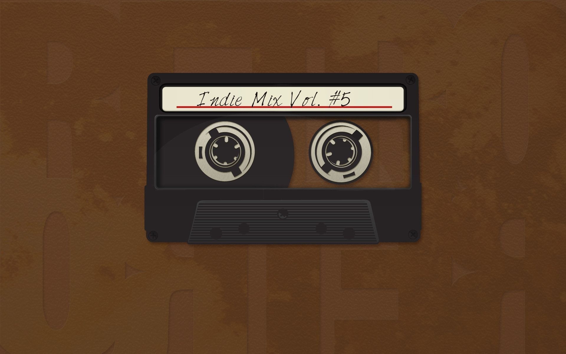 Indie Mix Vol. #5 label, Vintage audio cassette tape, Textured brown background, HD Desktop wallpaper