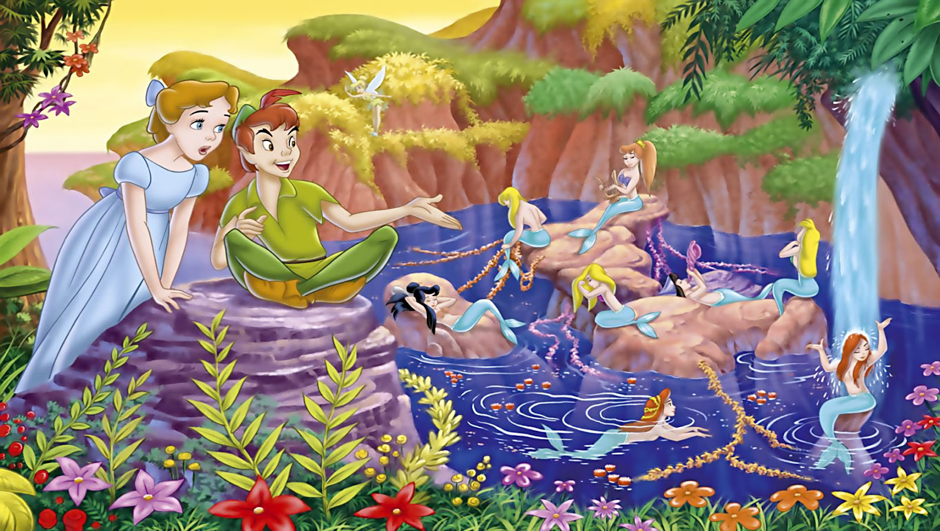 Peter Pan, Wendy Darling, Mermaid Lagoon, Tinker Bell, HD Desktop wallpaper