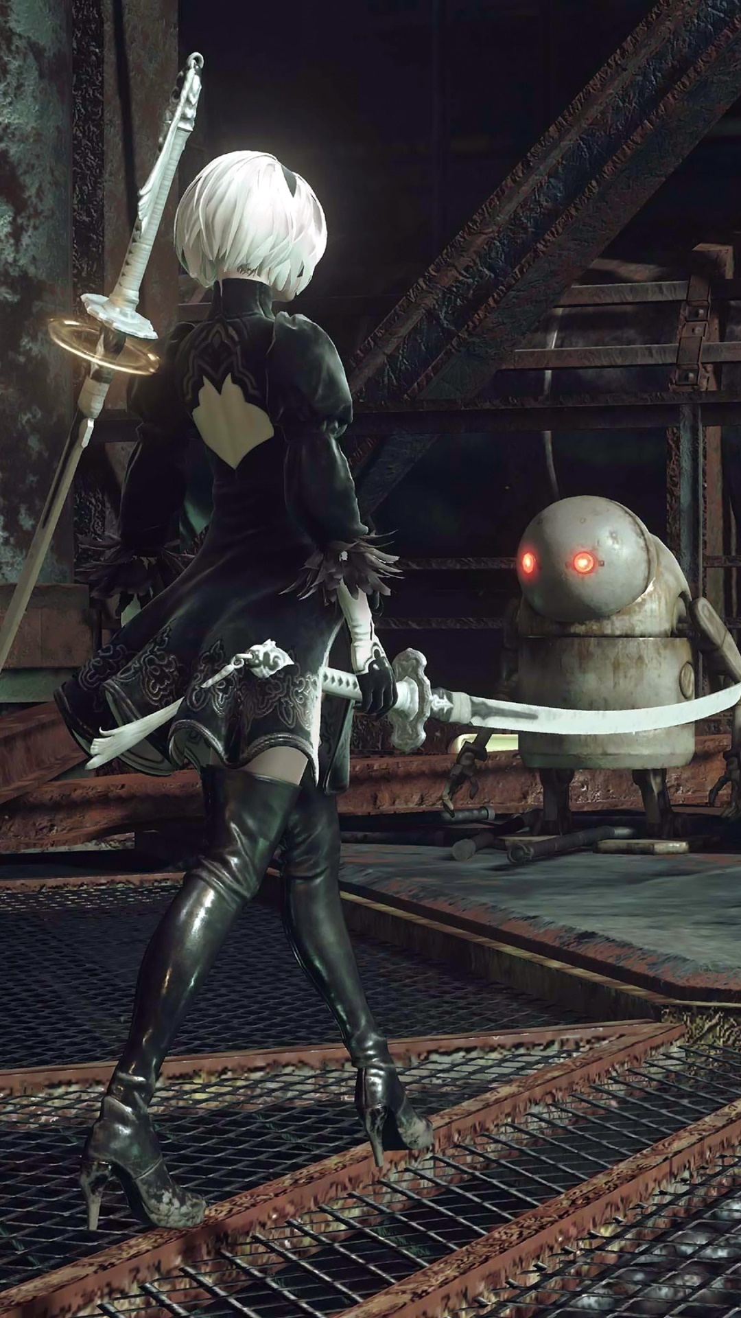 2B YoRHa No.2 Type B, NieR: Automata machine lifeform, Virtuous Contract katana, Full HD Phone wallpaper