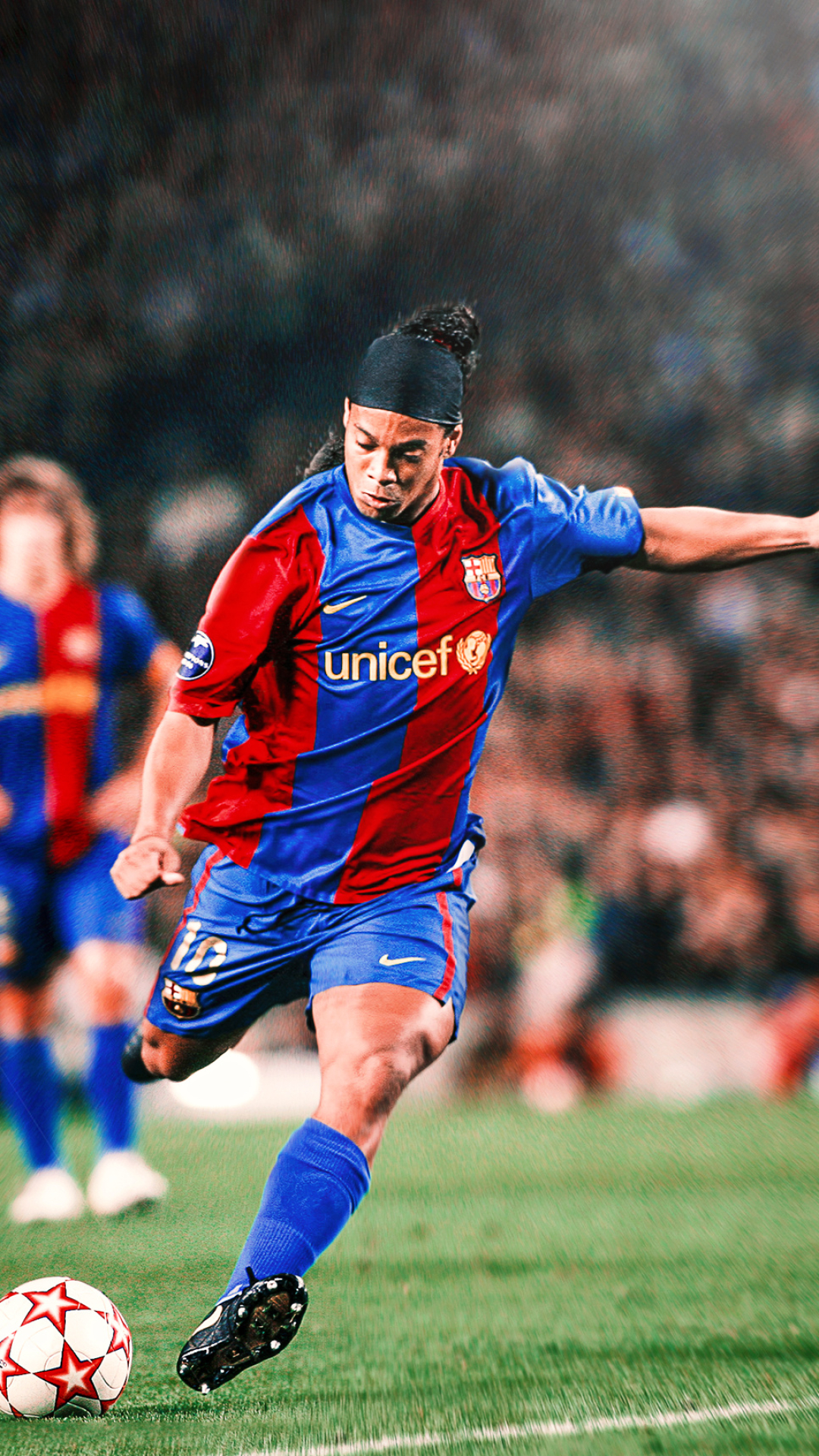 Ronaldinho, FC Barcelona kit, Adidas Finale soccer ball, Full HD Phone wallpaper