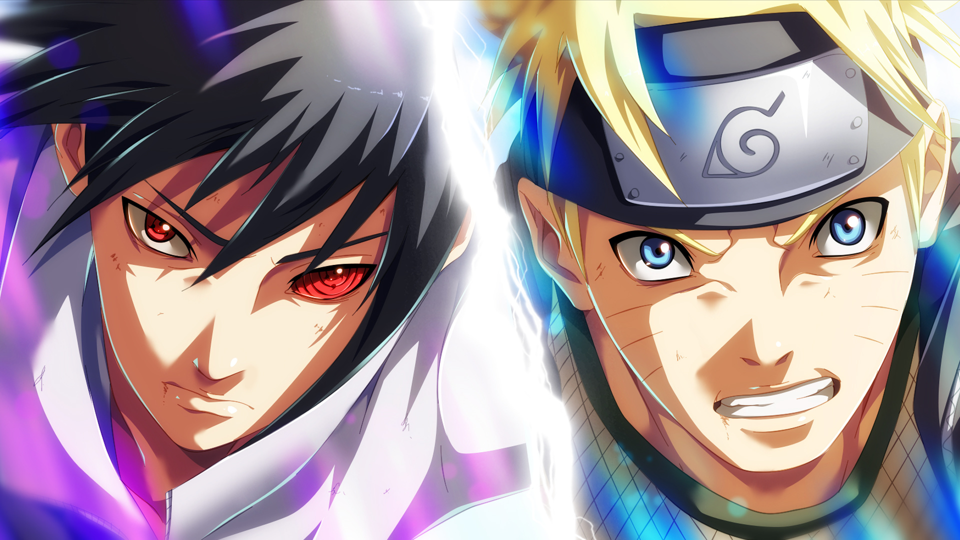 Sasuke Uchiha, Naruto Uzumaki, Rinnegan and Sharingan, Full HD Desktop wallpaper