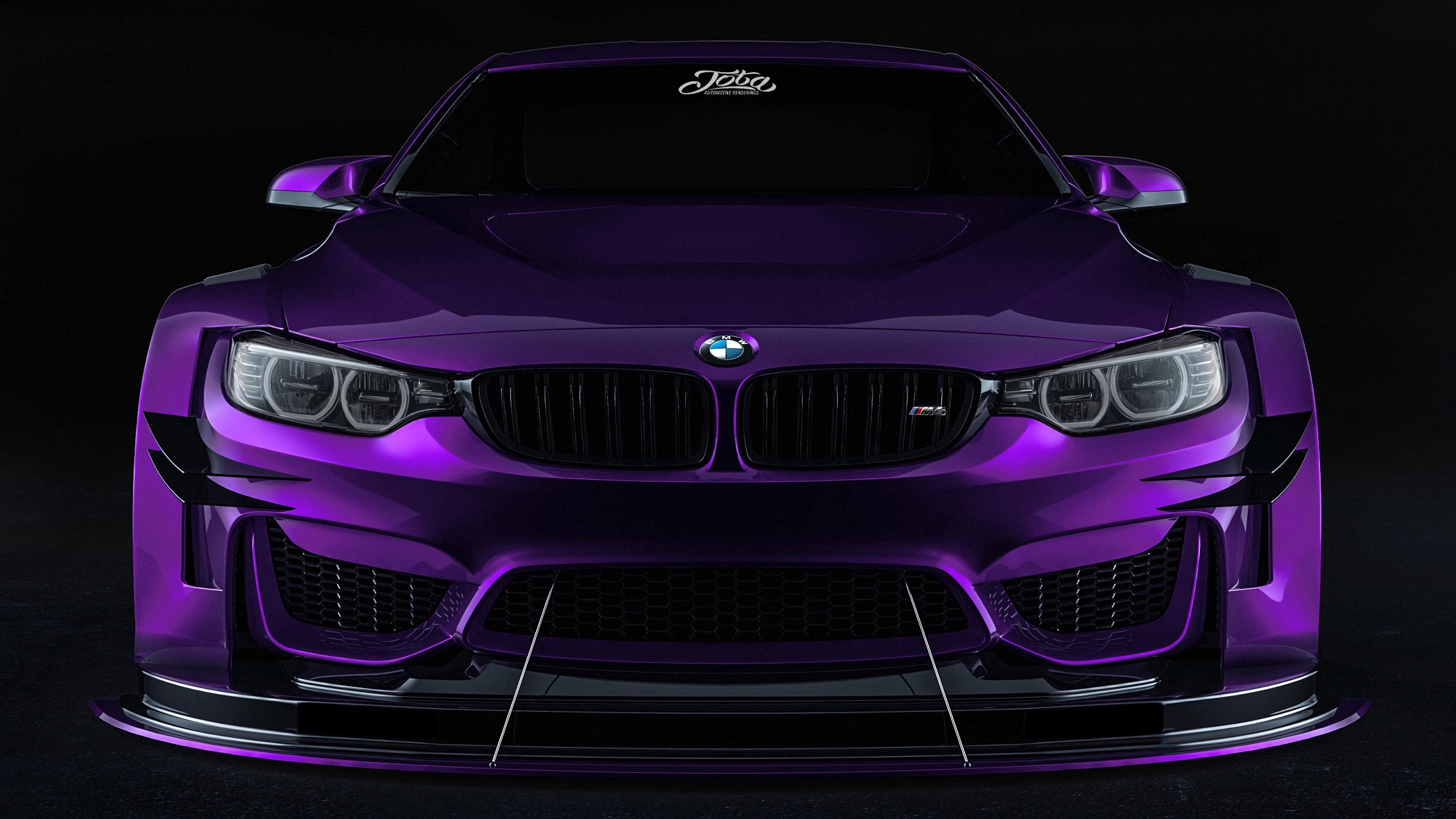 BMW M4 F82, widebody front splitter, metallic purple paint, 4K Desktop wallpaper