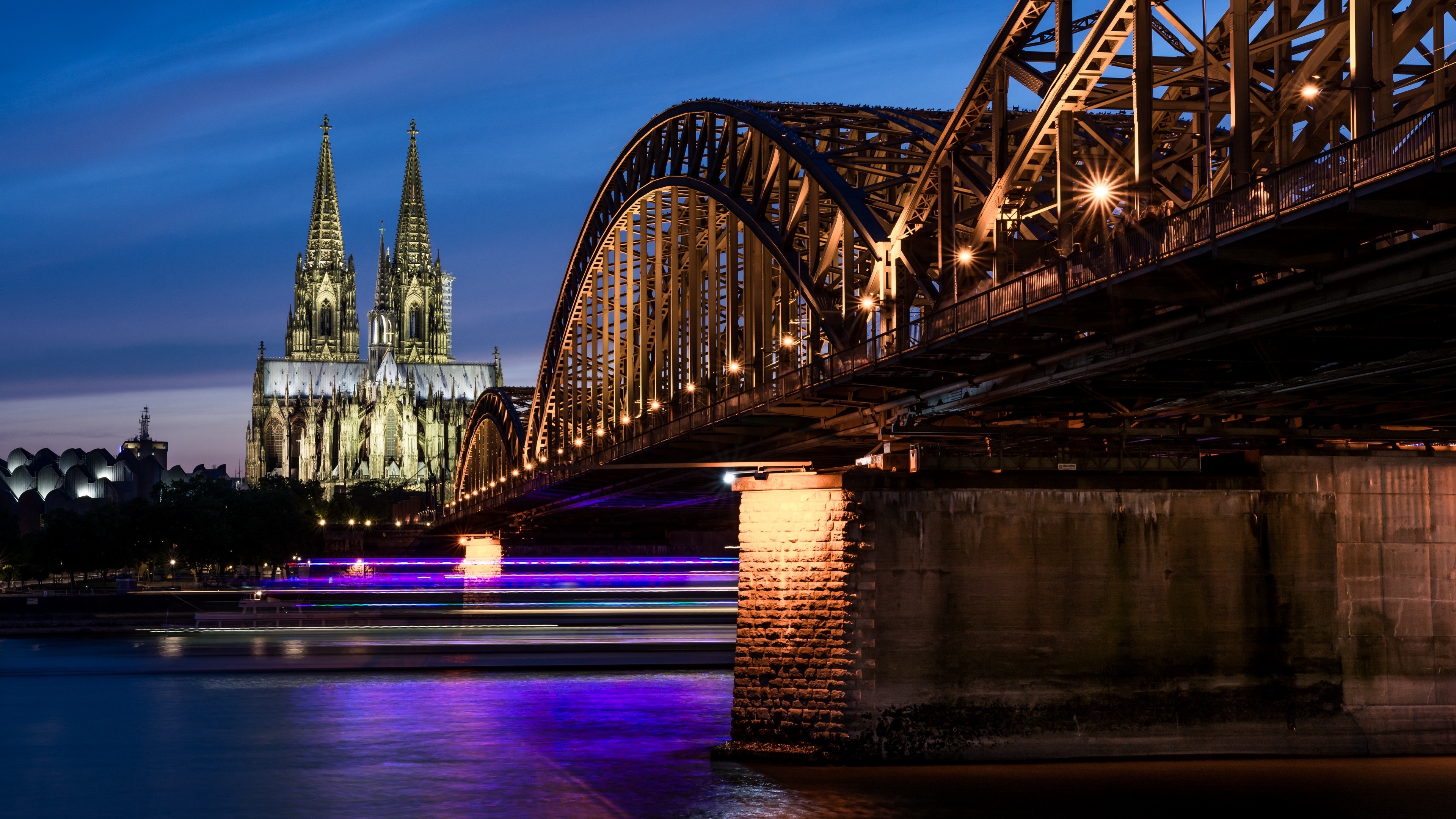 Hohenzollern bridge and Cologne cathedral, Scenic wallpaper, Cologne's beauty, Historic landmarks, 3840x2160 4K Desktop