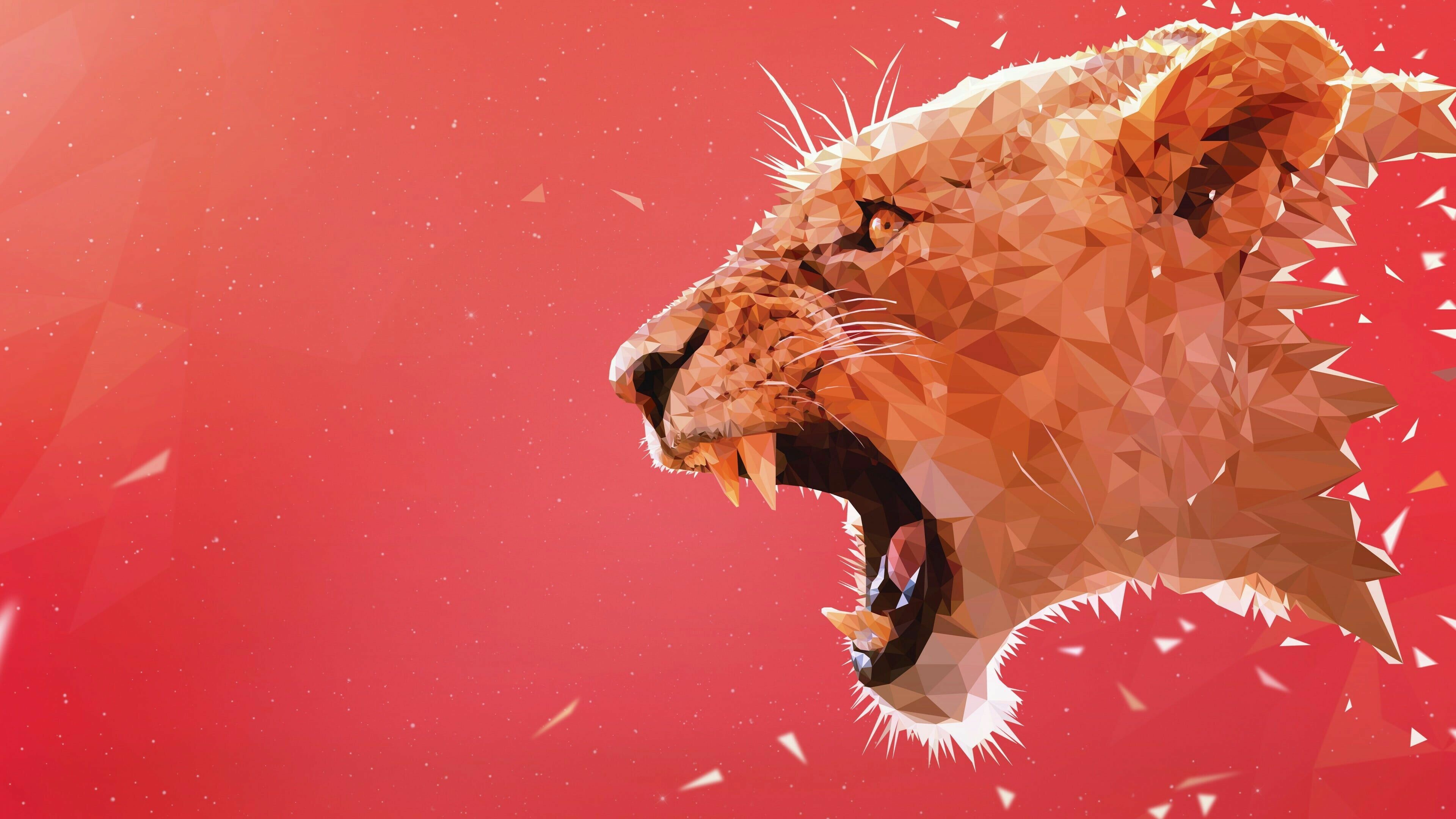 3D lion artwork, Stunning realism, Captivating presence, Digital masterpiece, 3840x2160 4K Desktop