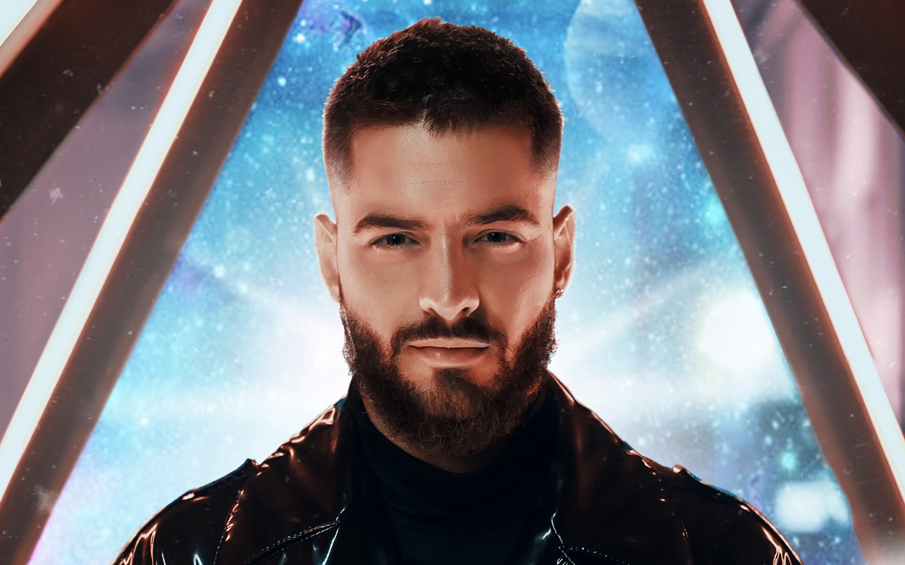 Maluma portrait, Colombian singer, Black jacket, High-quality, 2880x1800 HD Desktop