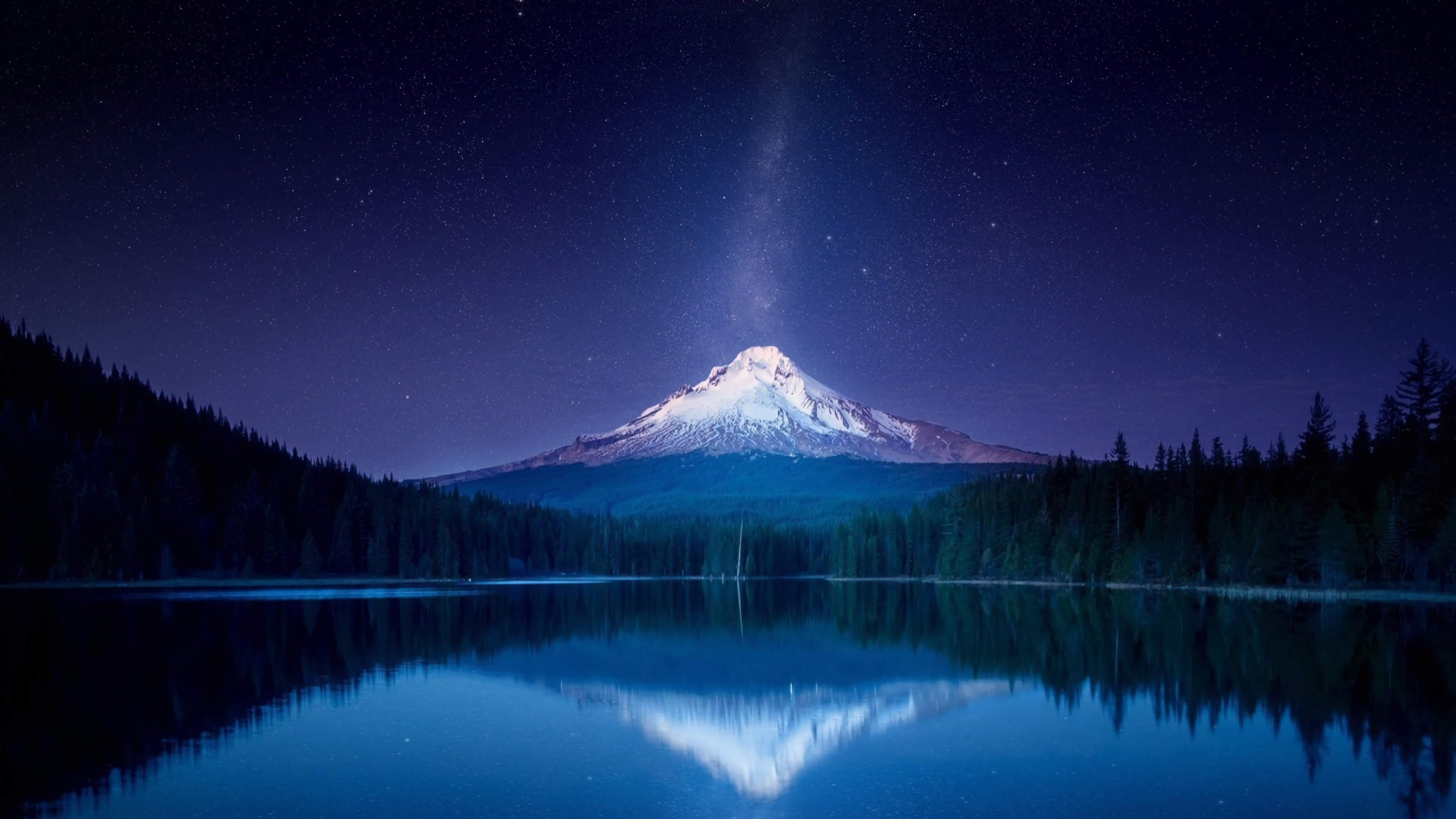 Trillium Lake, Mountain Night Wallpaper, 3840x2160 4K Desktop