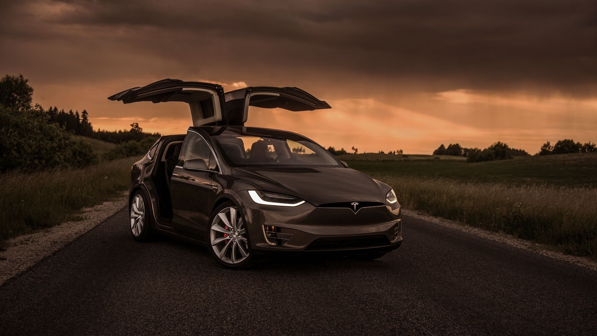Stormy Sky, Tesla Model X Wallpaper, 1920x1080 Full HD Desktop