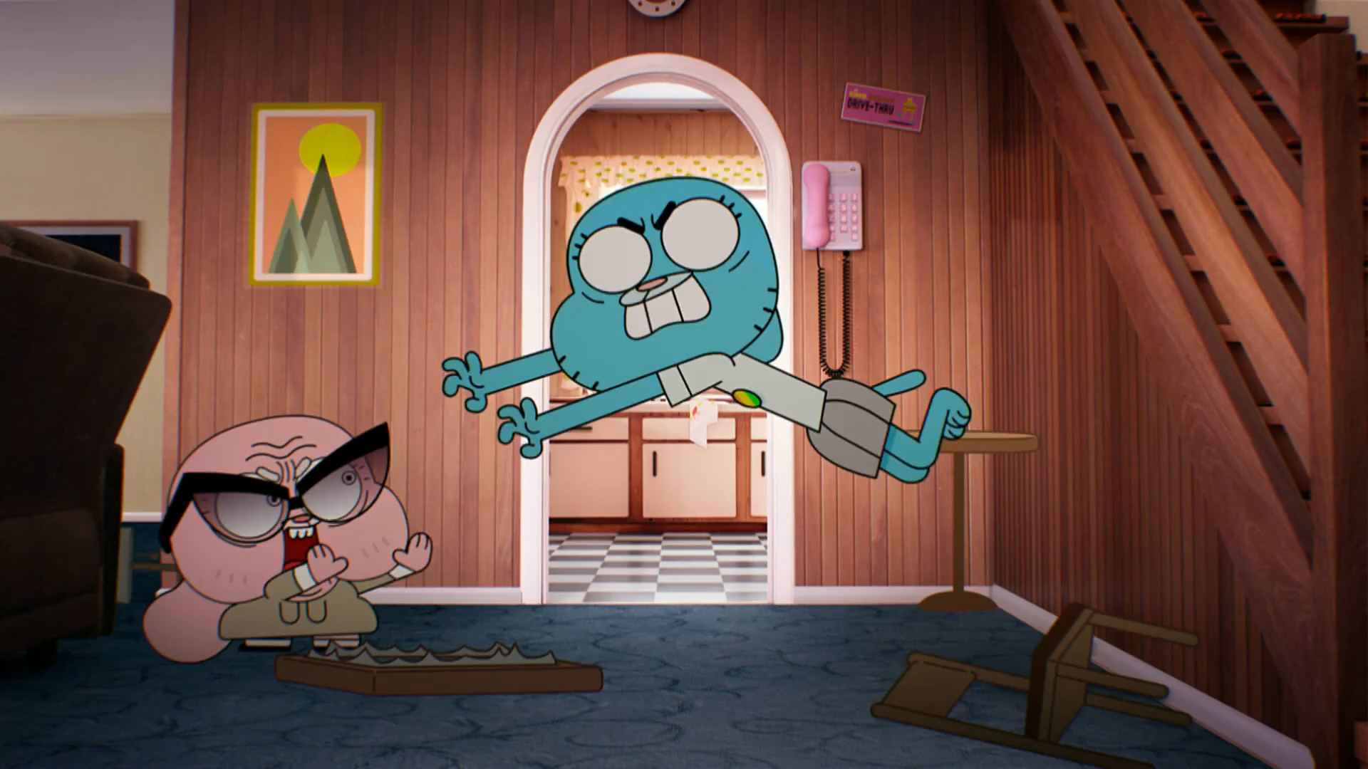 Gumball Watterson, Granny Jojo, Watterson family living room, Full HD Desktop wallpaper