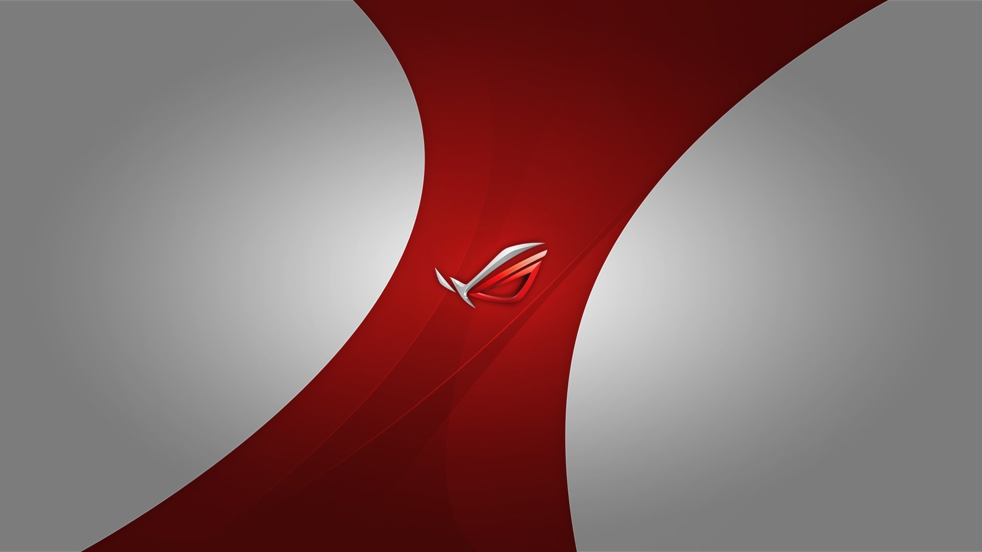 ASUS Republic of Gamers logo, Red and grey curved sweep, Minimal two-tone composition, Full HD Desktop wallpaper