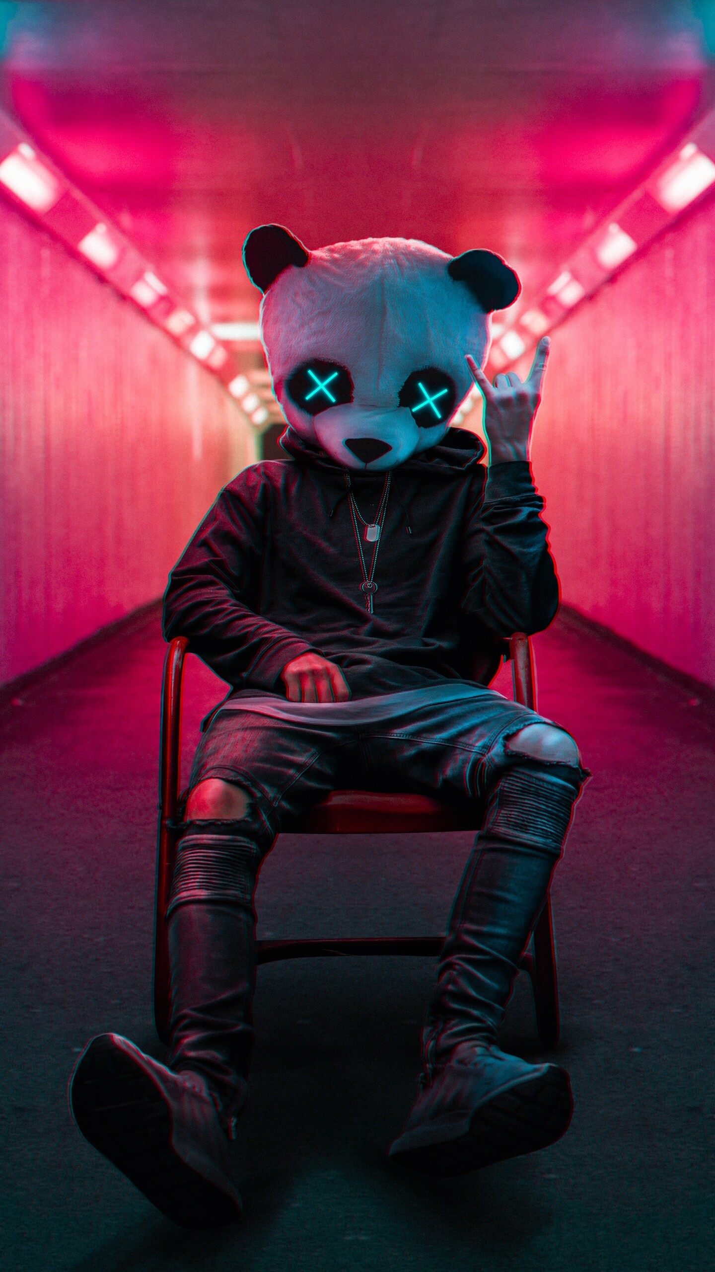 Rockstar panda, 4K resolution, Samsung Galaxy S6, Dynamic wallpaper, 1440x2560 HD Phone