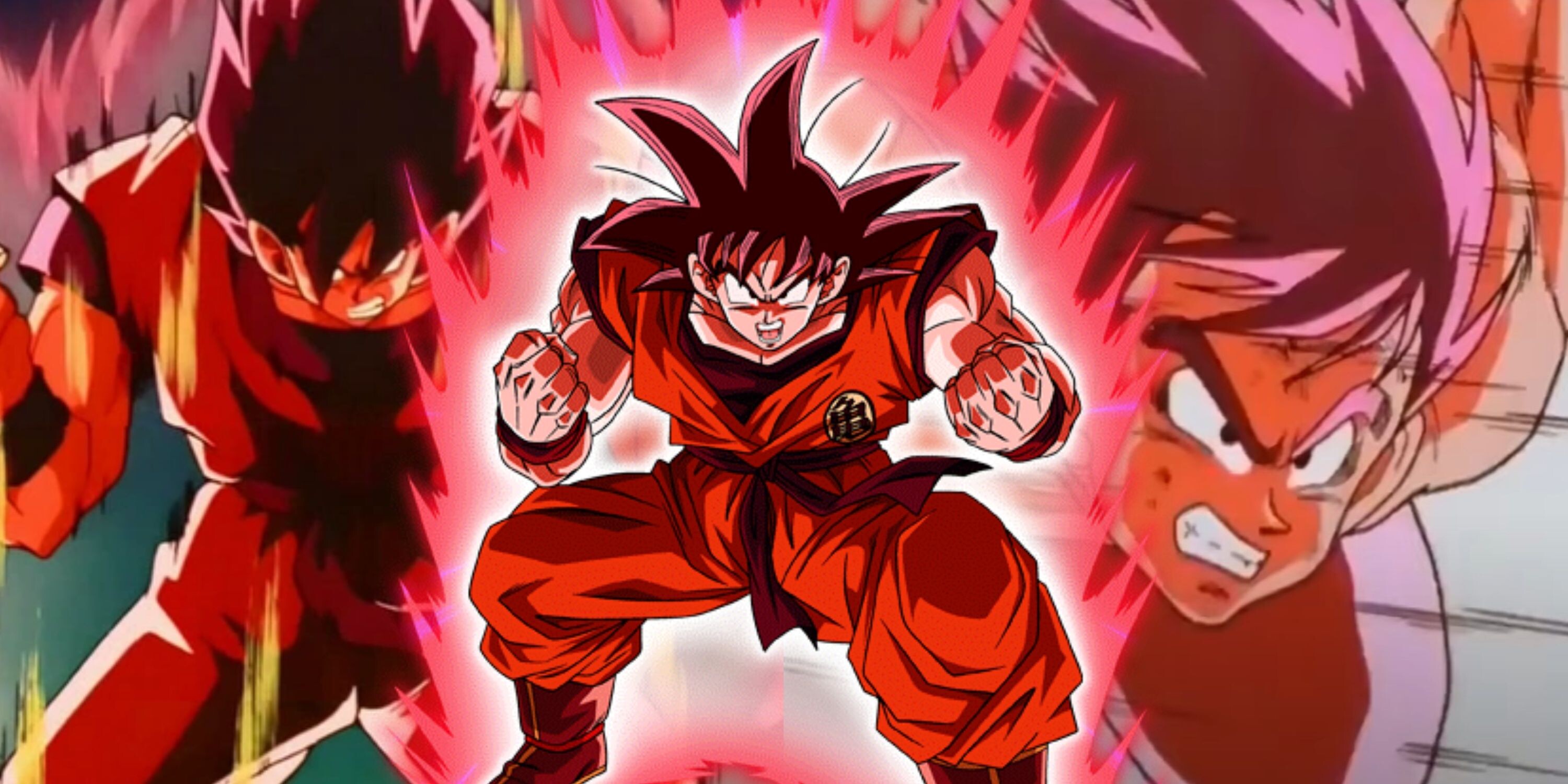 Goku, Kaio-ken, Red aura, Triple pose, Dragon Ball Z, HD Desktop wallpaper