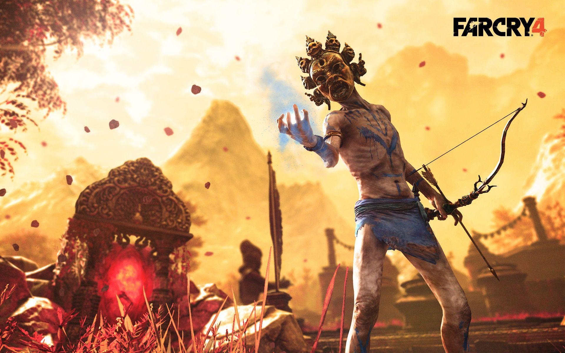 Shangri-La Rakshasa archer, Far Cry 4 logo, Shangri-La landscape, HD Desktop wallpaper