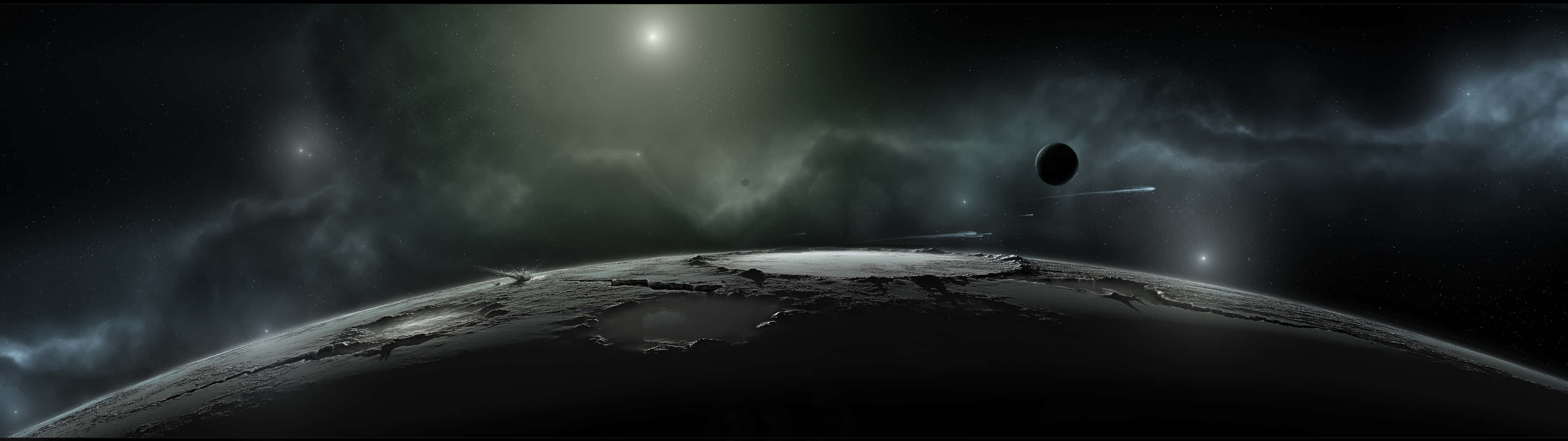 Planet surface, Dual Monitor Wallpaper, 3840x1080 Dual Screen Desktop