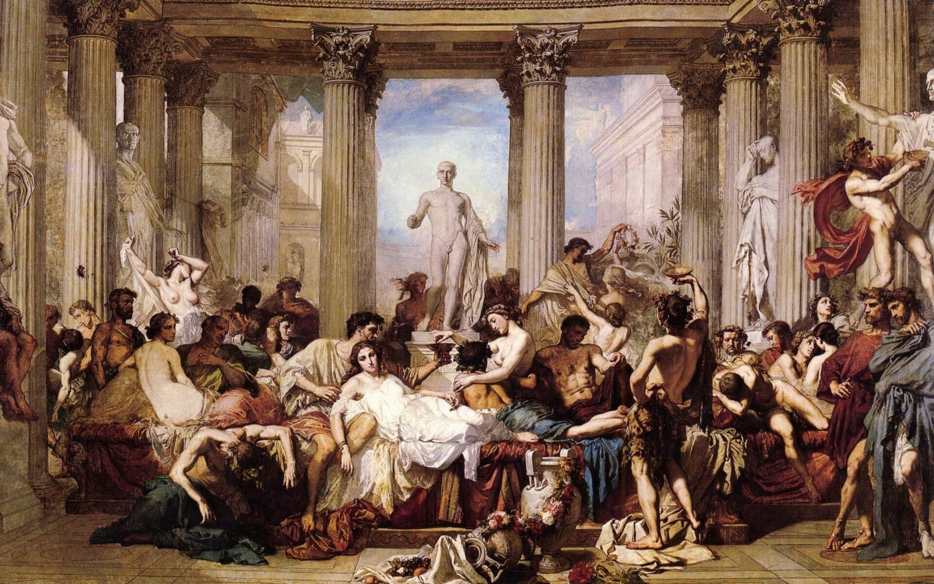The Romans in their Decadence, Thomas Couture, Roman banquet scene, HD Desktop wallpaper