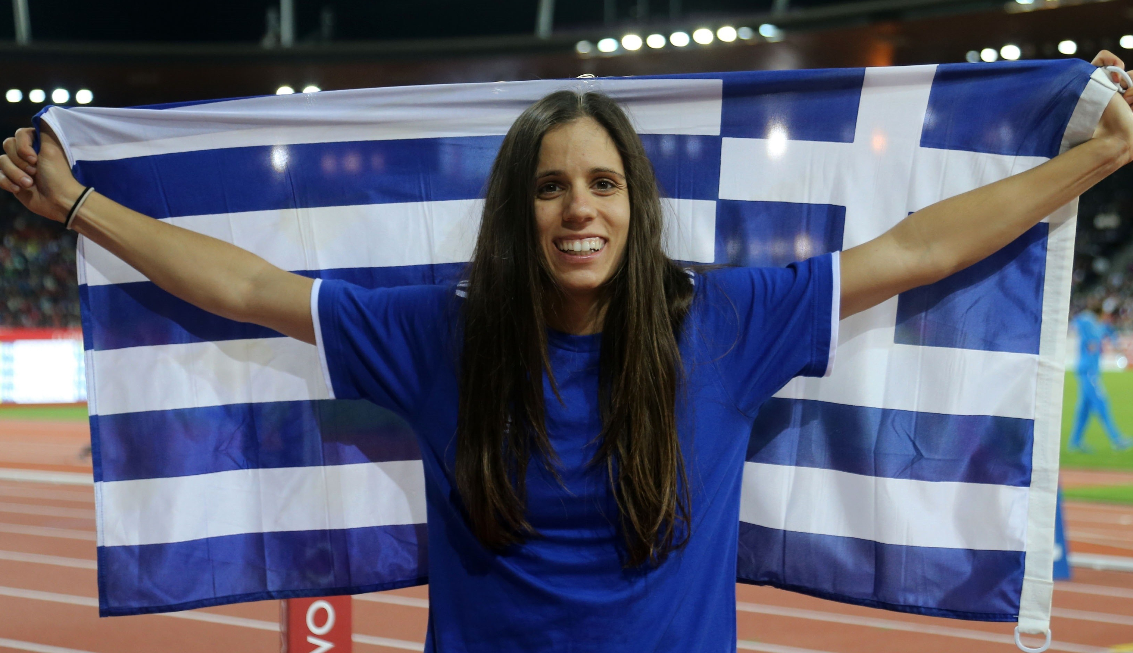 Katerina Stefanidi, Millrose Games participant, Sponsorship by Stoiximan, 3640x2100 HD Desktop