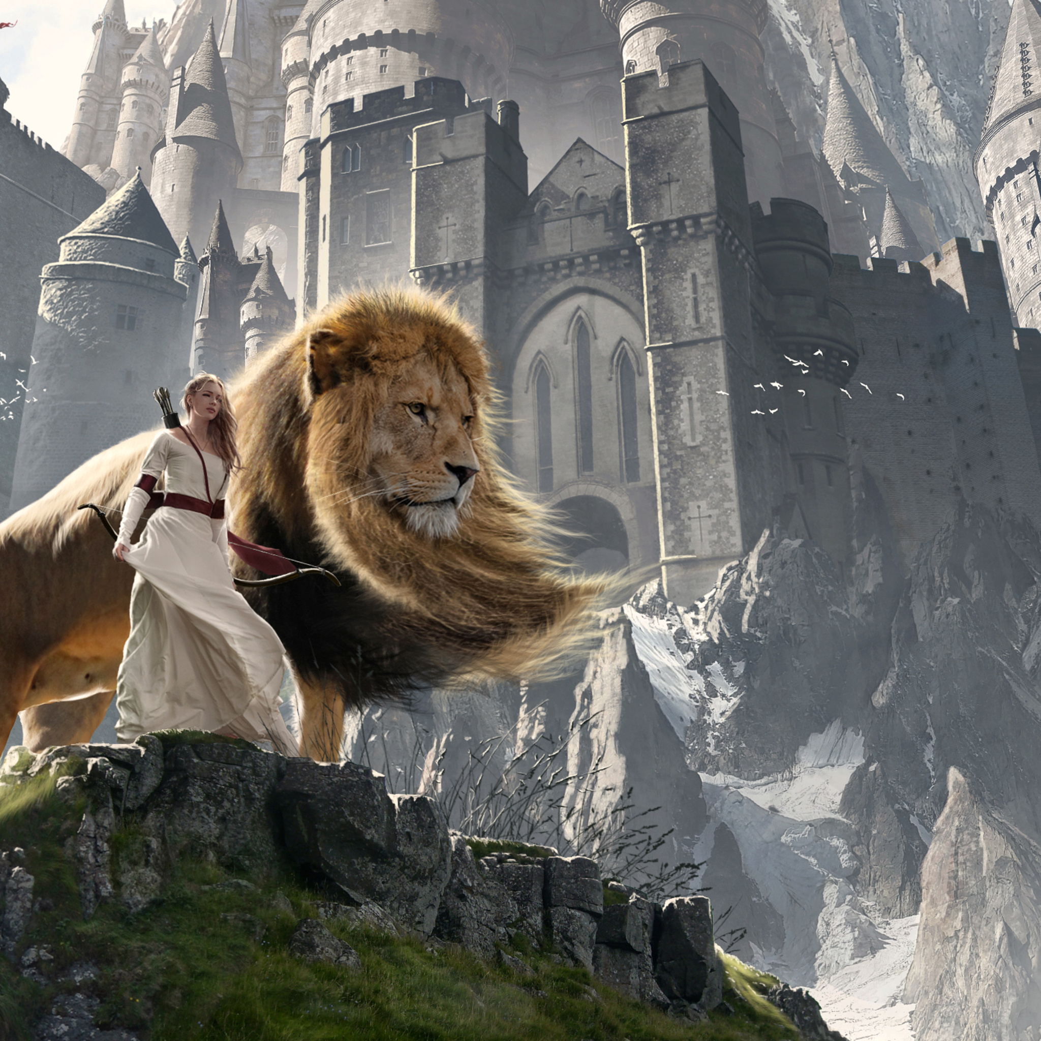 Susan, Aslan, Narnia extended, iPad Air, 2050x2050 HD Phone