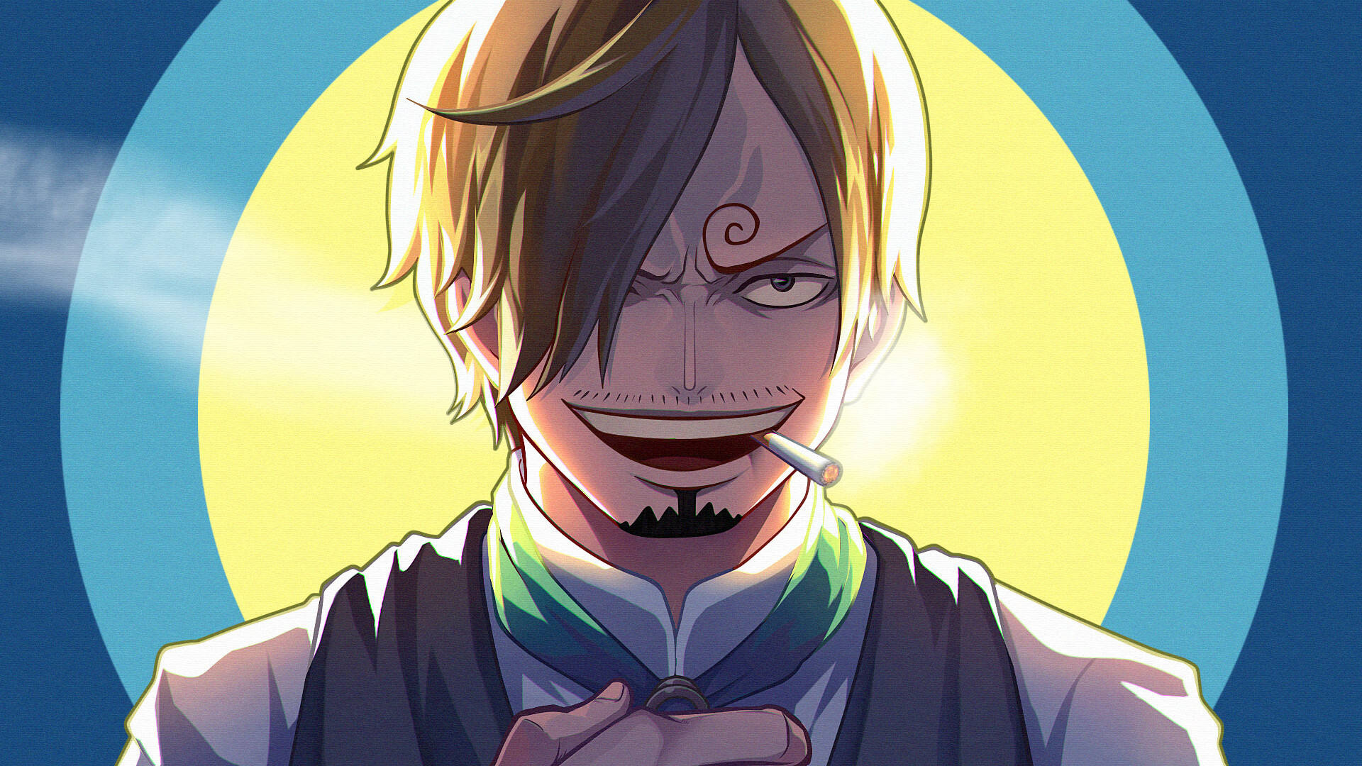 Vinsmoke Sanji, lit cigarette, cravat and waistcoat, Full HD Desktop wallpaper