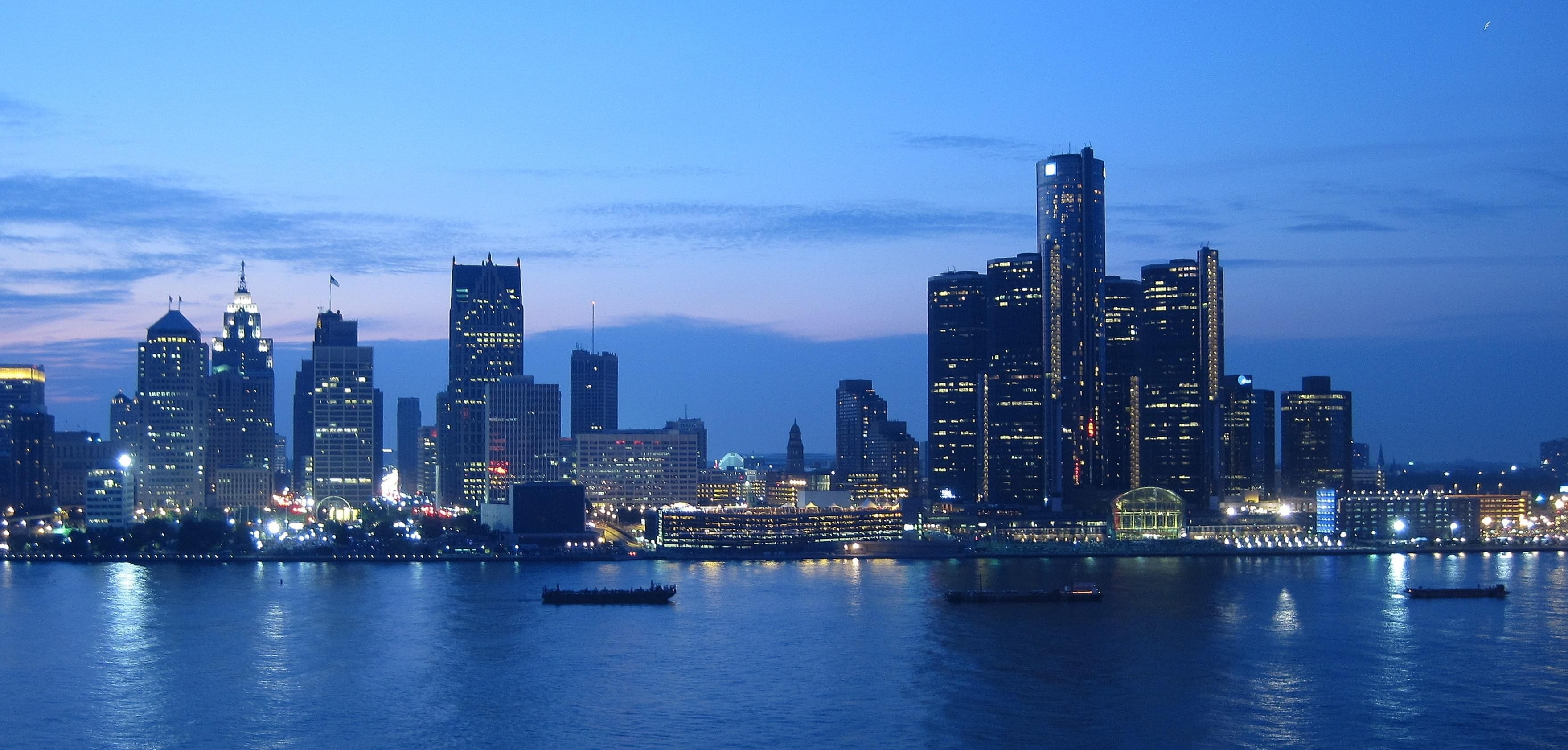 Detroit Skyline, Travels, Downtown Detroit, Top free, 3520x1690 Dual Screen Desktop