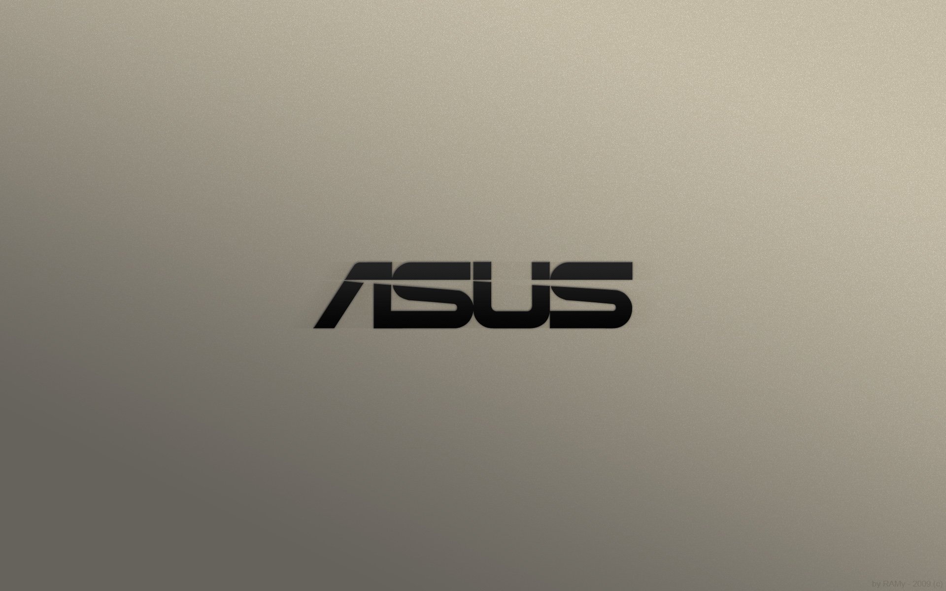 ASUS logo, champagne gold metallic surface, centered black typography, HD Desktop wallpaper