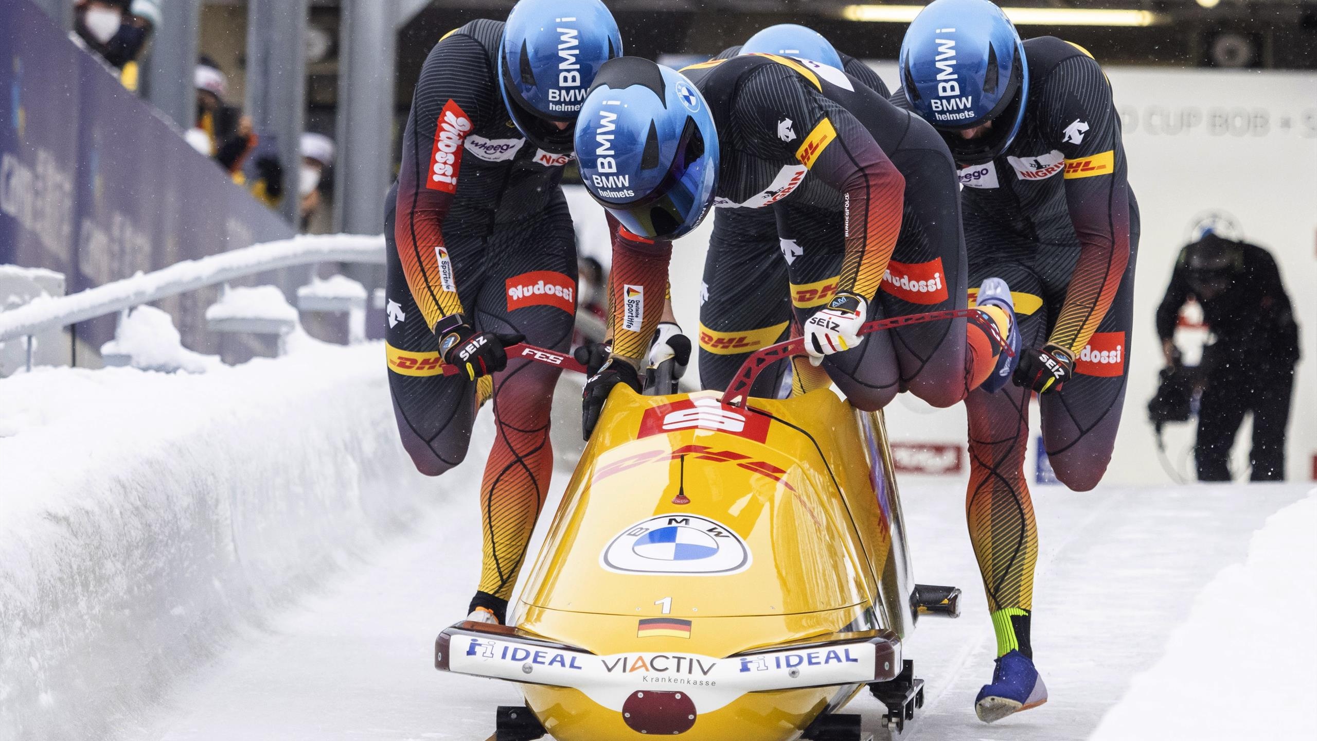 Francesco Friedrich, Bobsleigh gold sweep, Innsbruck World Cup, Extends lead Eurosport, 2560x1440 HD Desktop