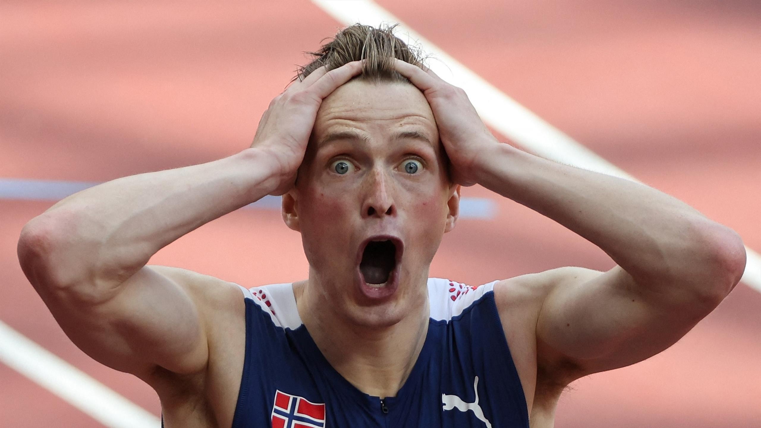 Karsten Warholm, Tokyo 2020, Smashes own world record, Hurdles final, 2560x1440 HD Desktop