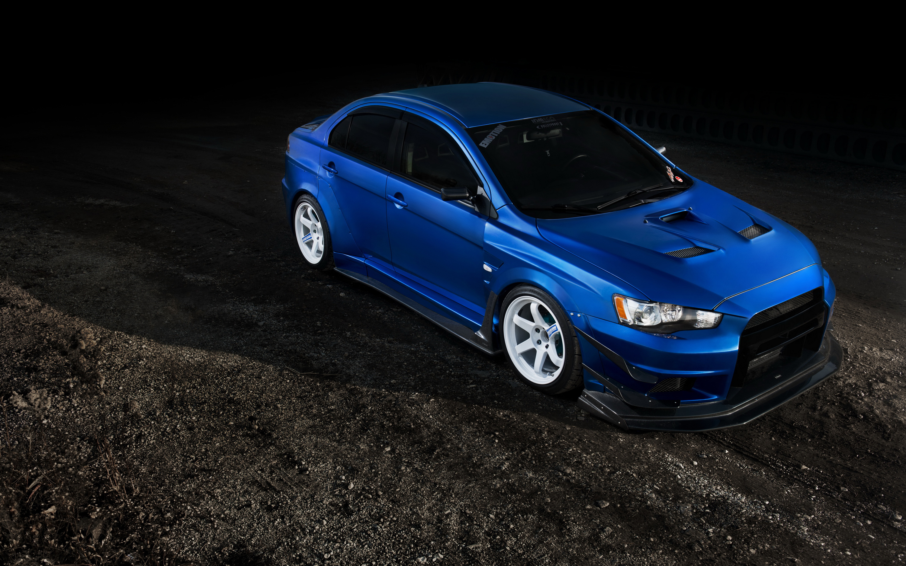 Mitsubishi Lancer Evo X, Blue cars, 3000x1880 HD Desktop