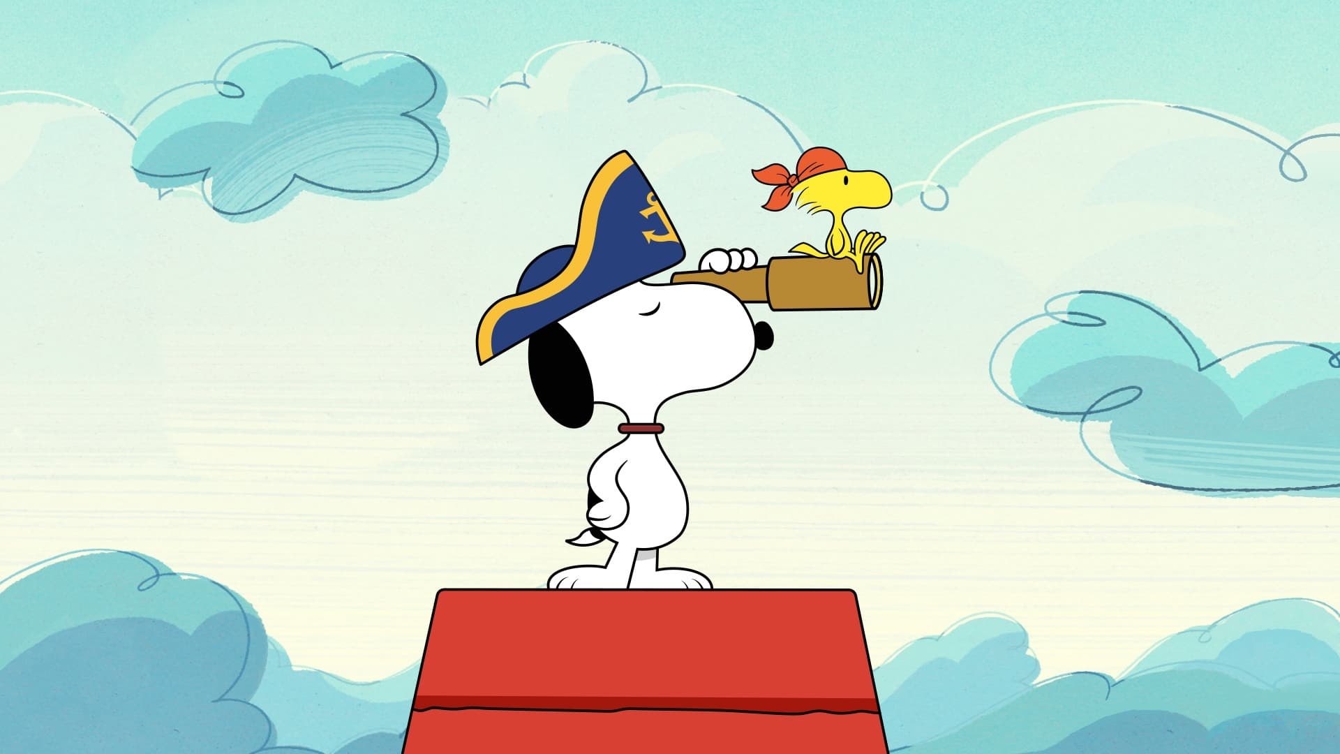 Pirate Snoopy, Woodstock, Snoopy's red doghouse, Full HD Desktop wallpaper