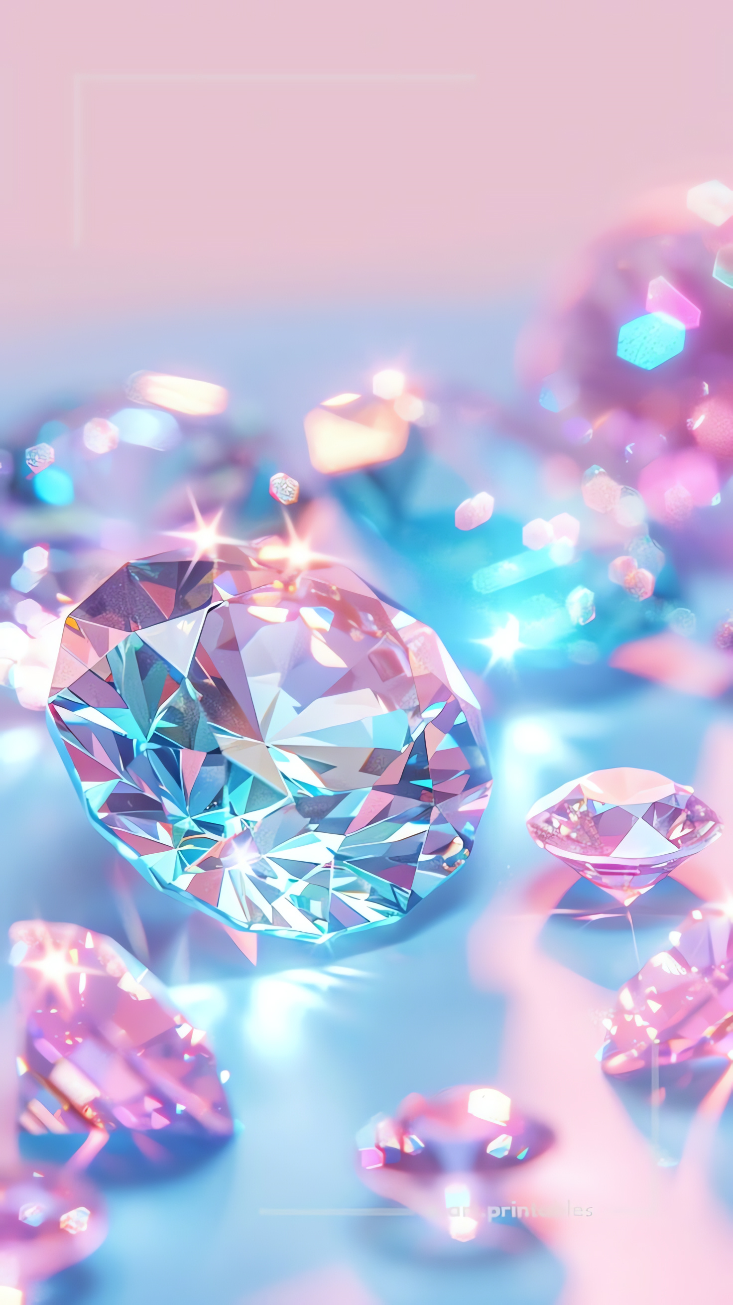 Diamonds, Neon Gems, Precious Stones, HDR Phone Wallpaper