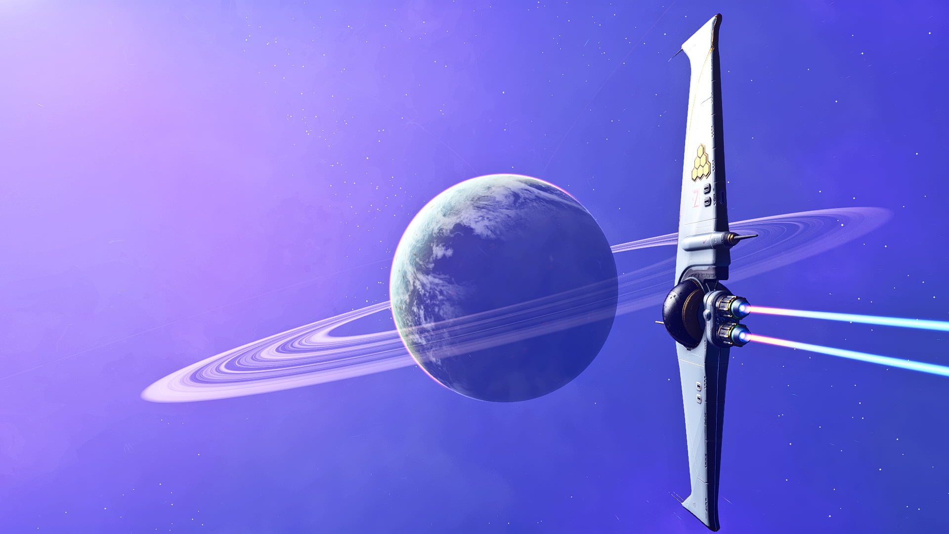 Saturn digital wallpaper, No Man's Sky space exploration, Spaceships in gaming, Spectacular visuals, 1920x1080 Full HD Desktop