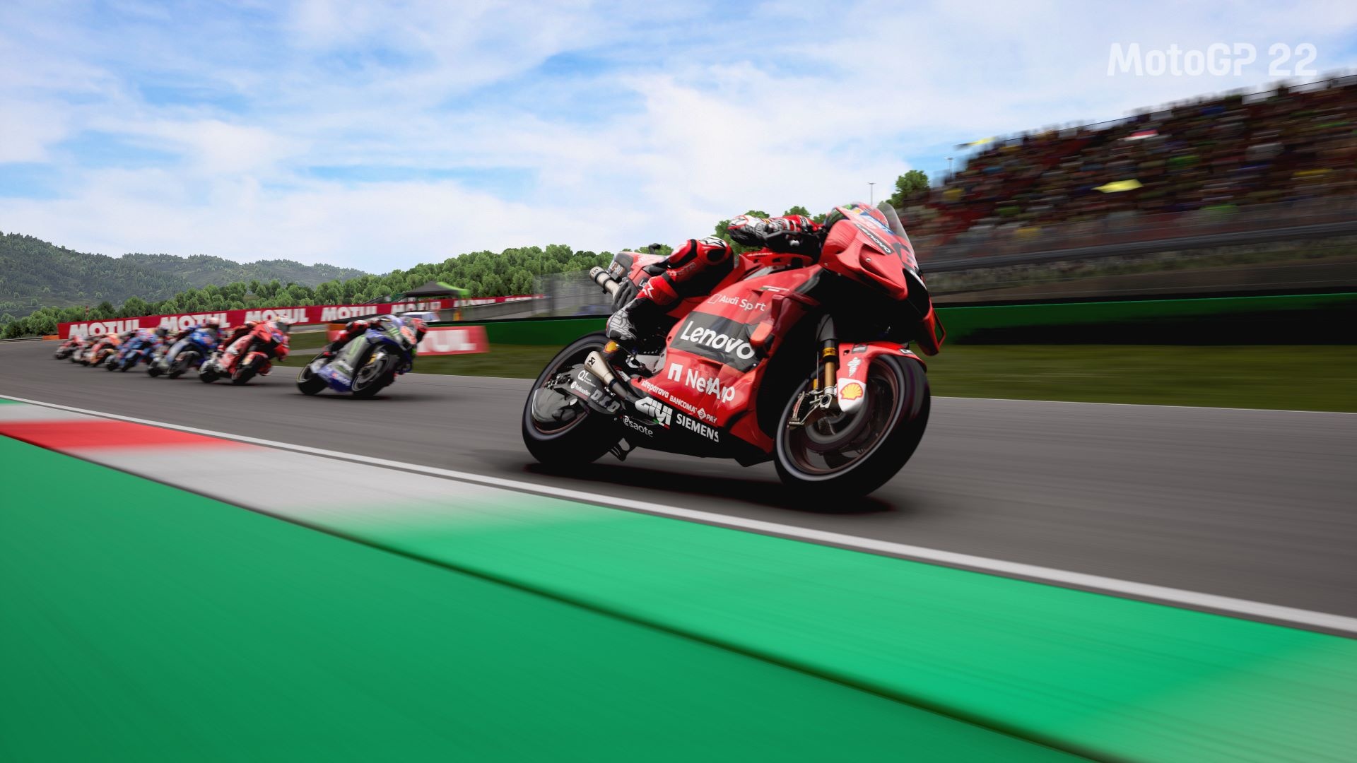 Ducati Lenovo Team motorcycle, MotoGP 22 racing game, Grand prix asphalt circuit, Full HD Desktop wallpaper