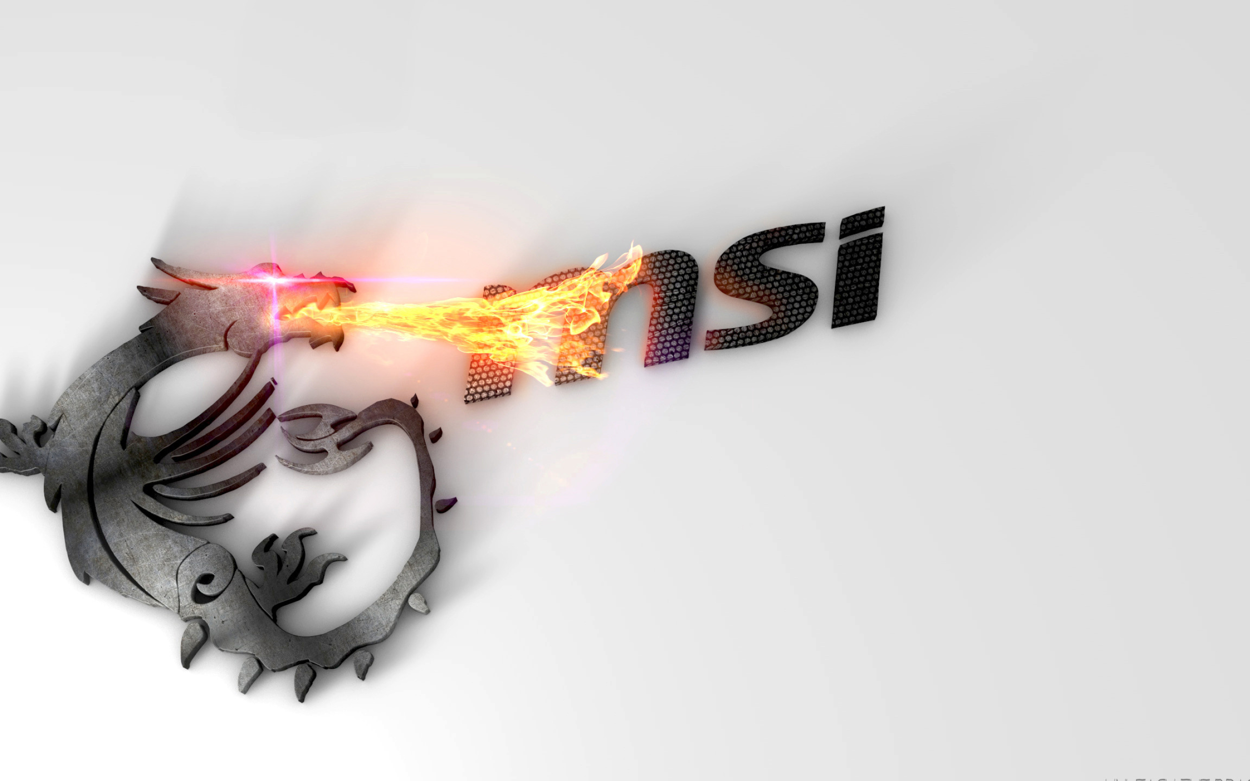 MSI dragon logo, msi text, fire breathing effect, HD Desktop wallpaper