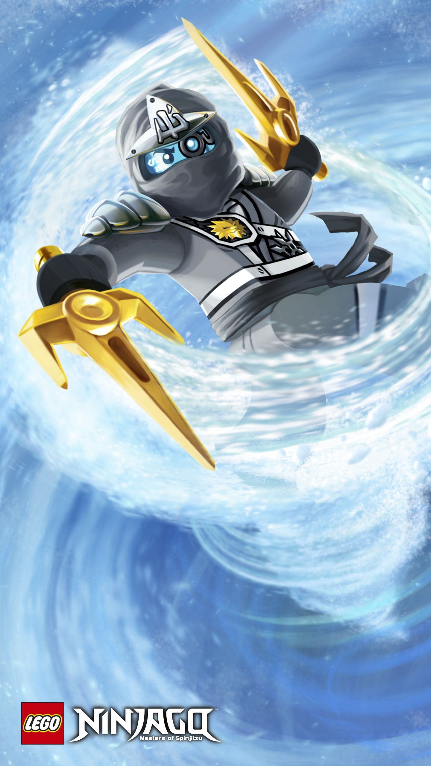 Zane the ice ninja, Golden shuriken blades, Ninjago: Masters of Spinjitzu logo, HD Phone wallpaper