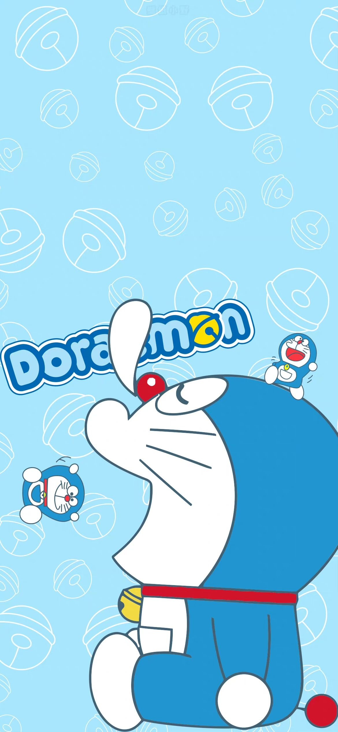 Doraemon, Doraemon text logo, Doraemon bell pattern, HD Phone wallpaper