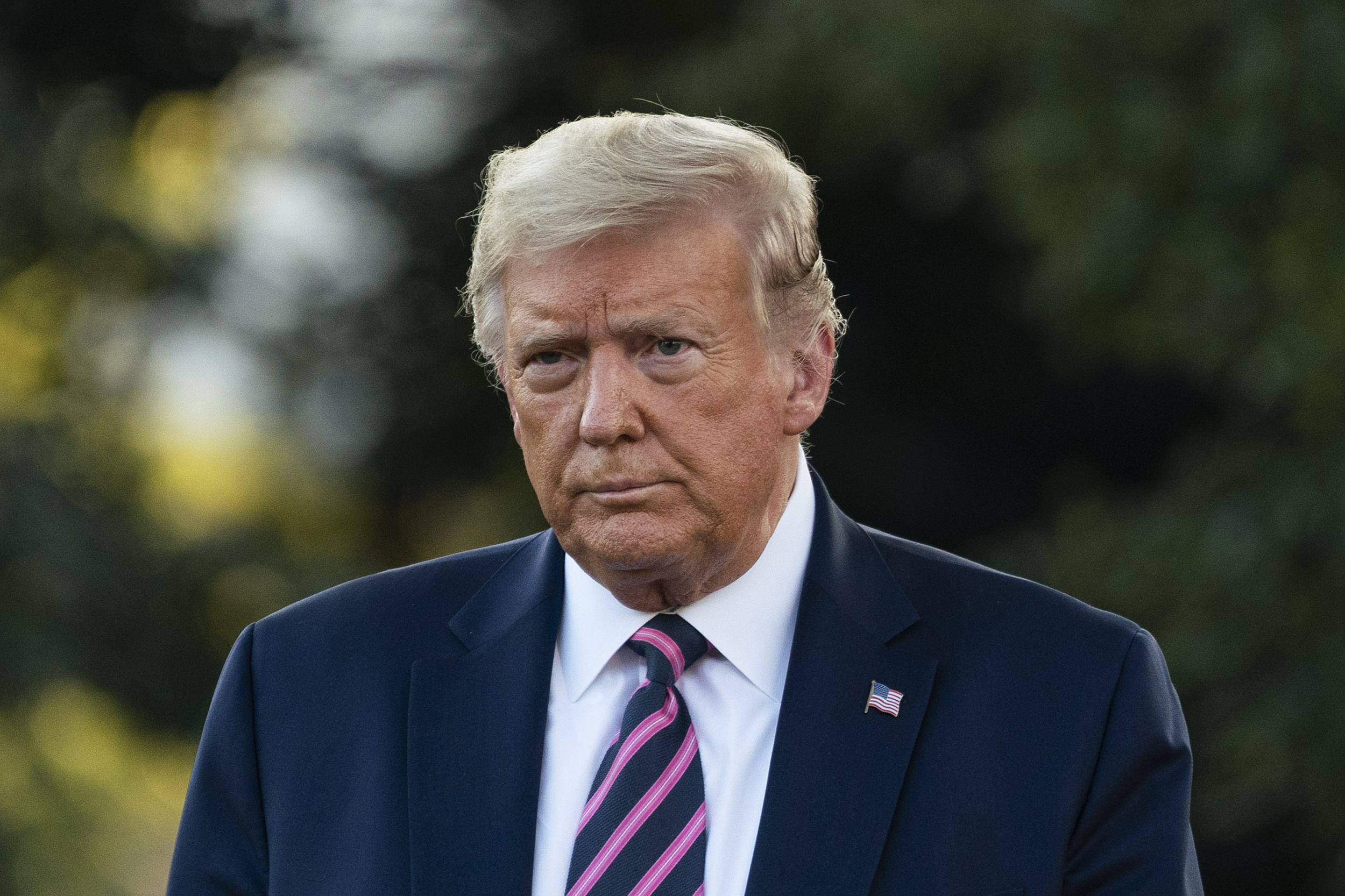 Donald Trump, striped necktie, US flag lapel pin, HD Desktop wallpaper