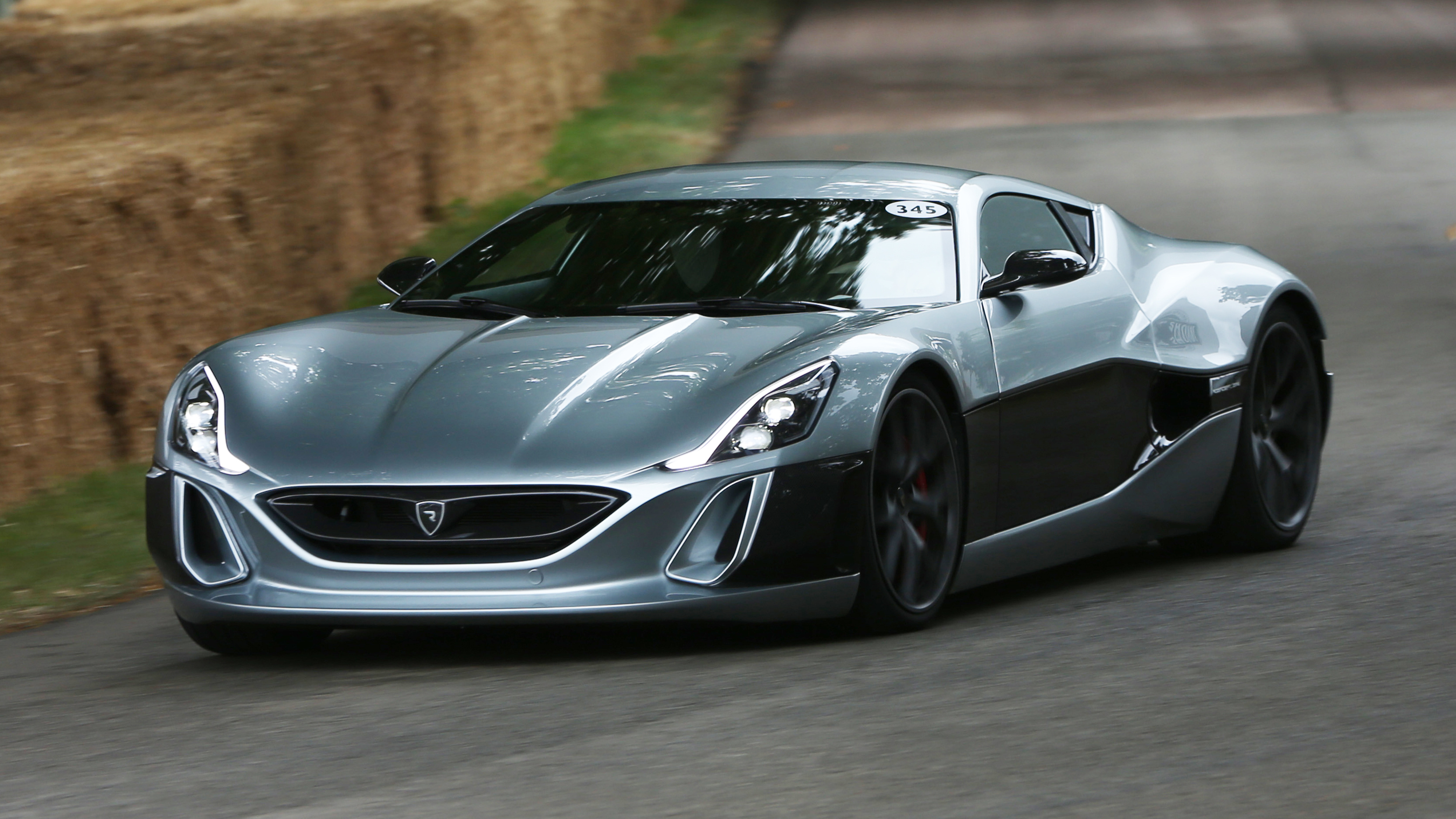 Rimac Concept_One, Goodwood Festival of Speed, hay bale barrier, HD Desktop wallpaper