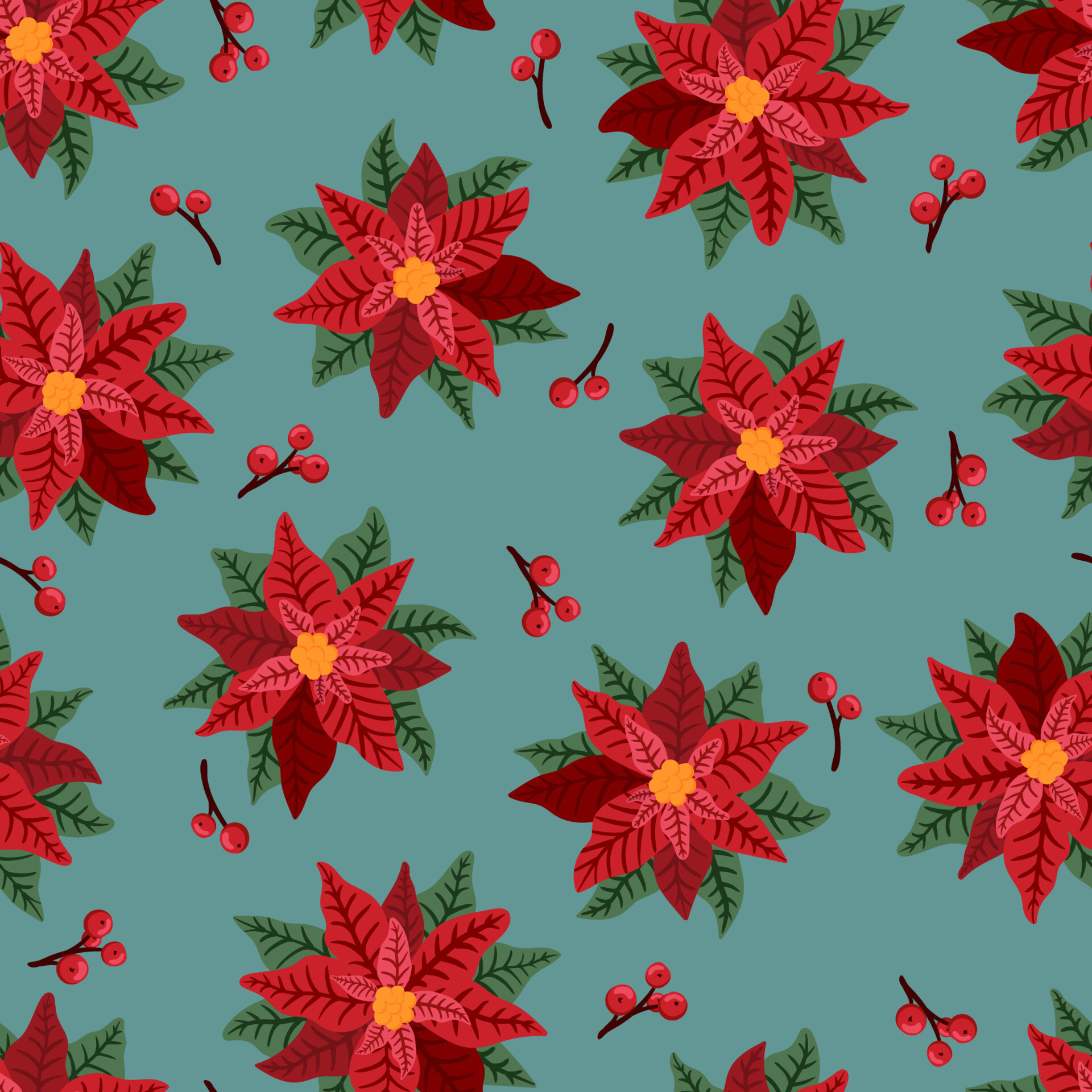 Poinsettia, Christmas decoration, Floral pattern, Festive design, 1920x1920 HD Phone