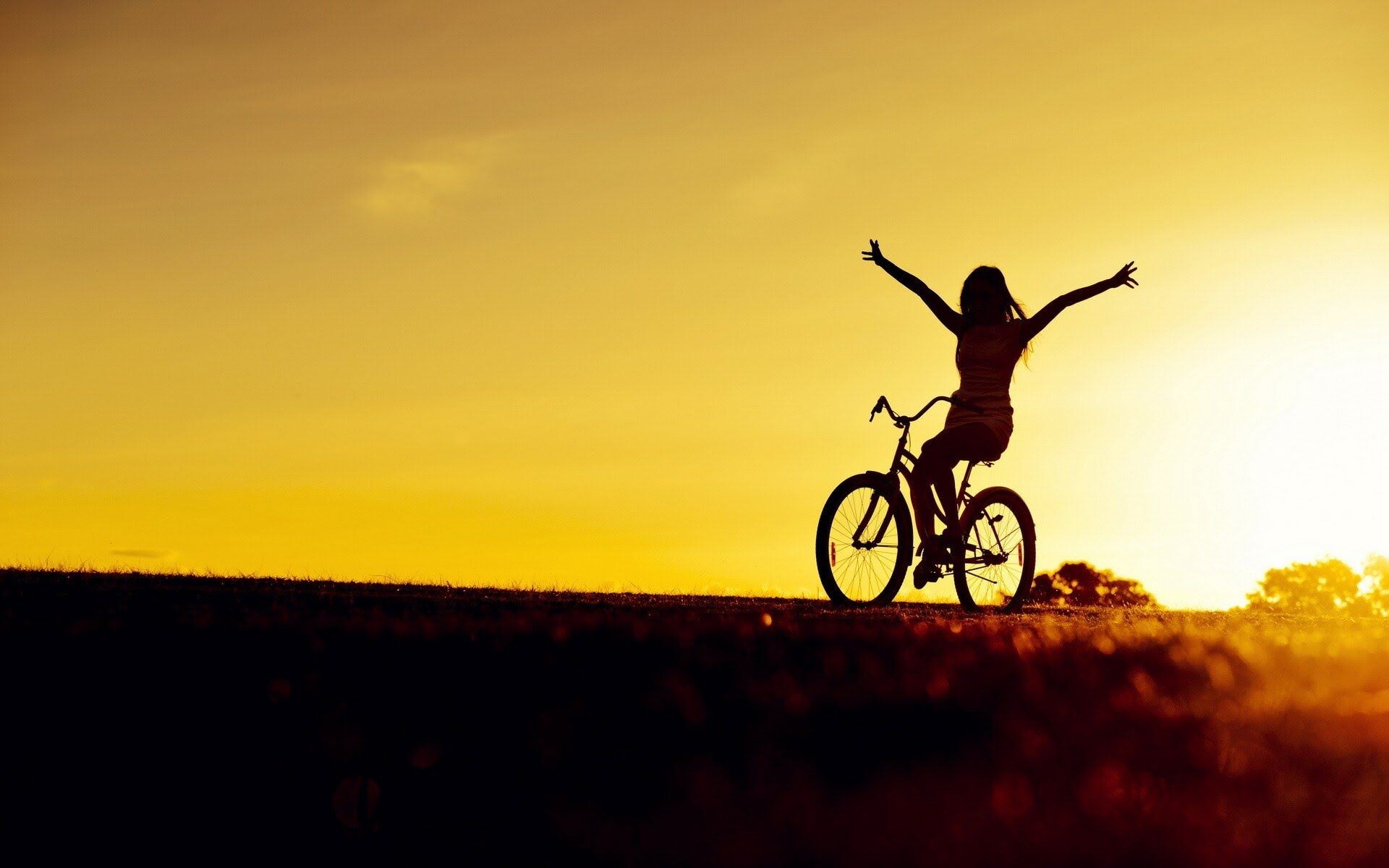 Sunset, Girl and Bikes Wallpaper, 1920x1200 HD Desktop