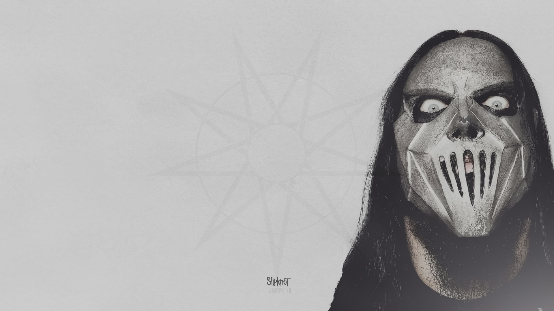 Mick Thomson, Slipknot nonagram, Slipknot logo, Full HD Desktop wallpaper