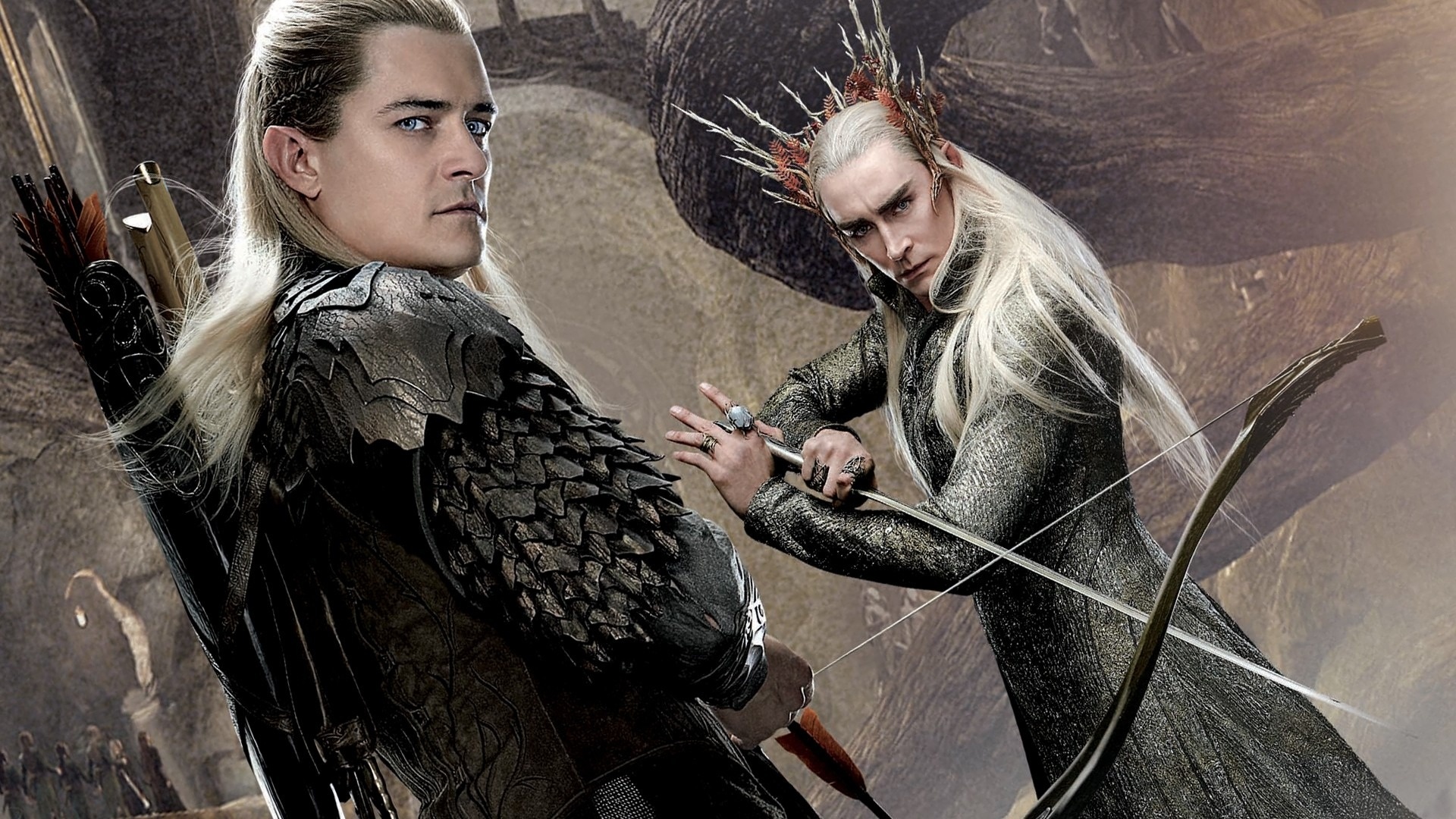 Legolas and Thranduil wallpaper, The Hobbit wallpapers, Green leaf background, Middle-earth, 1920x1080 Full HD Desktop