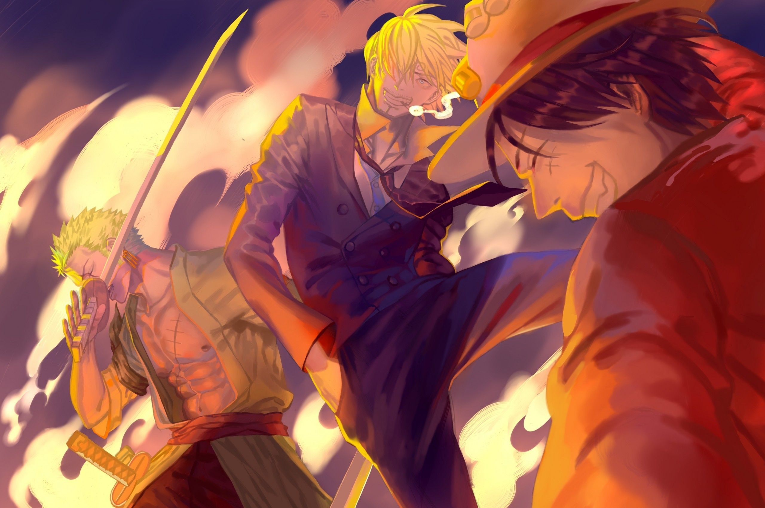 Sanji, Roronoa Zoro, Monkey D. Luffy, HD Desktop wallpaper