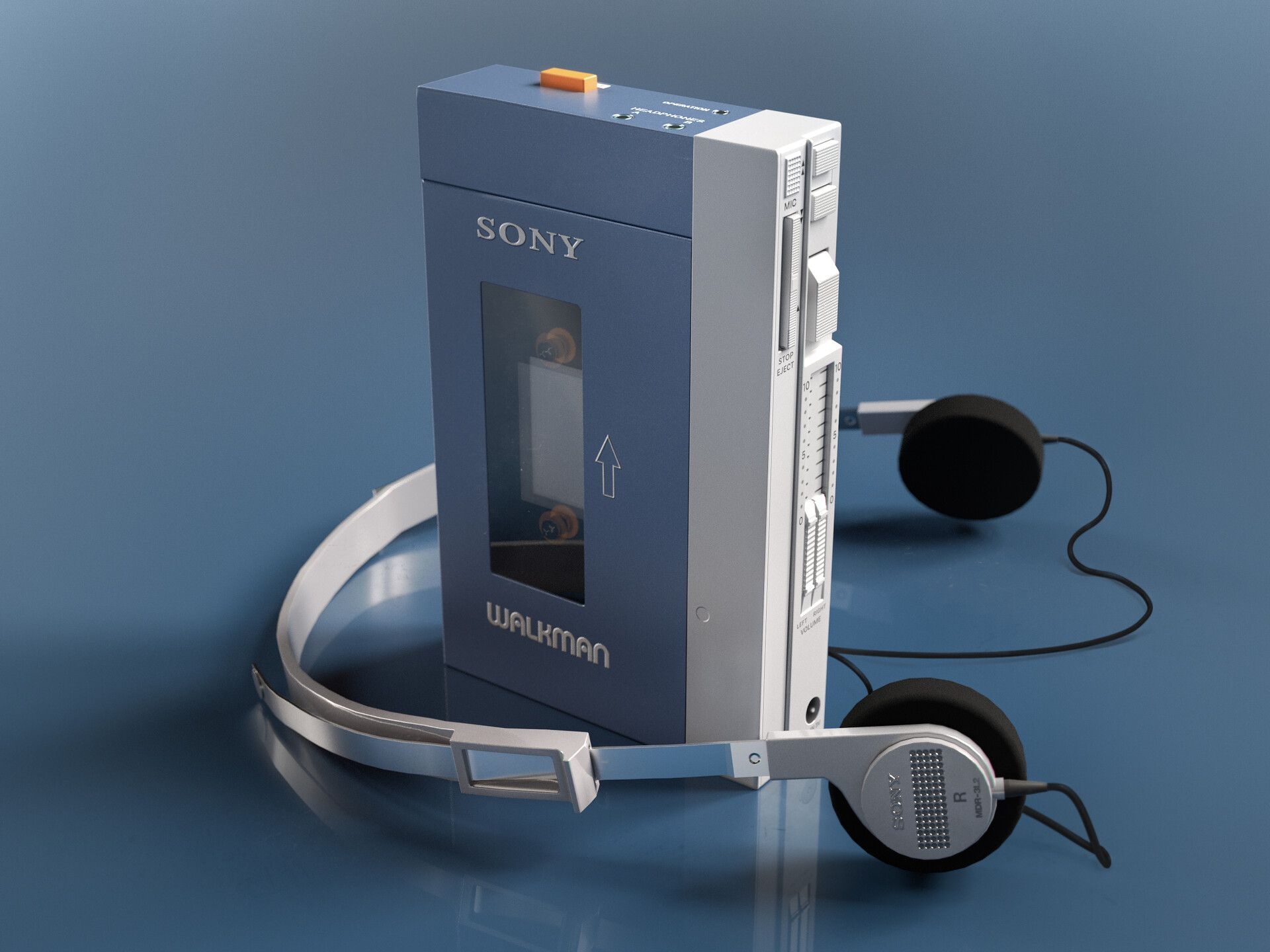 Sony Walkman TPS-L2, Sony MDR-3L2 headphones, Vintage portable cassette player, HD Desktop wallpaper