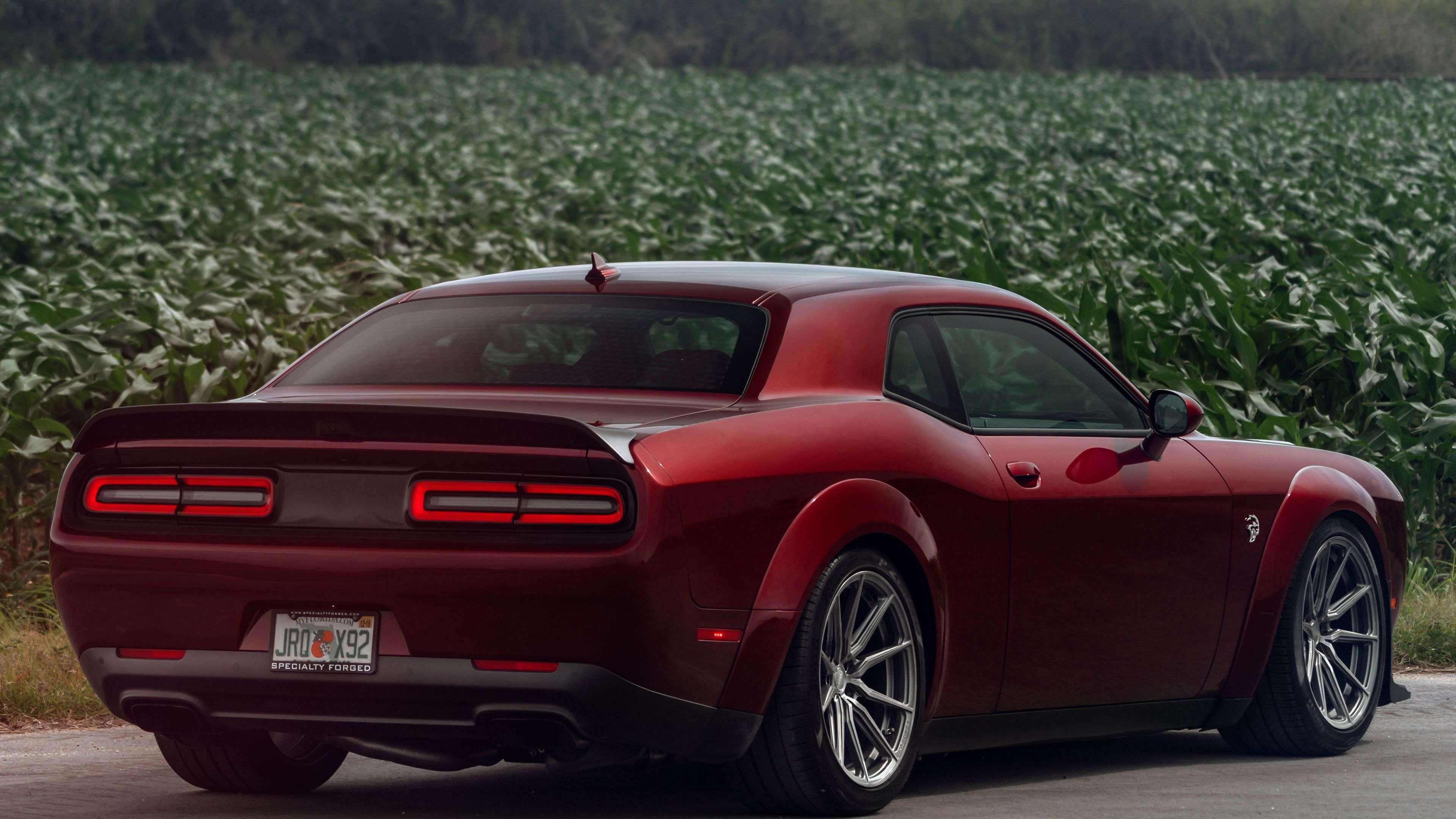 SRT Hellcat Rear View, Dodge Challenger Wallpaper, 3840x2160 4K Desktop