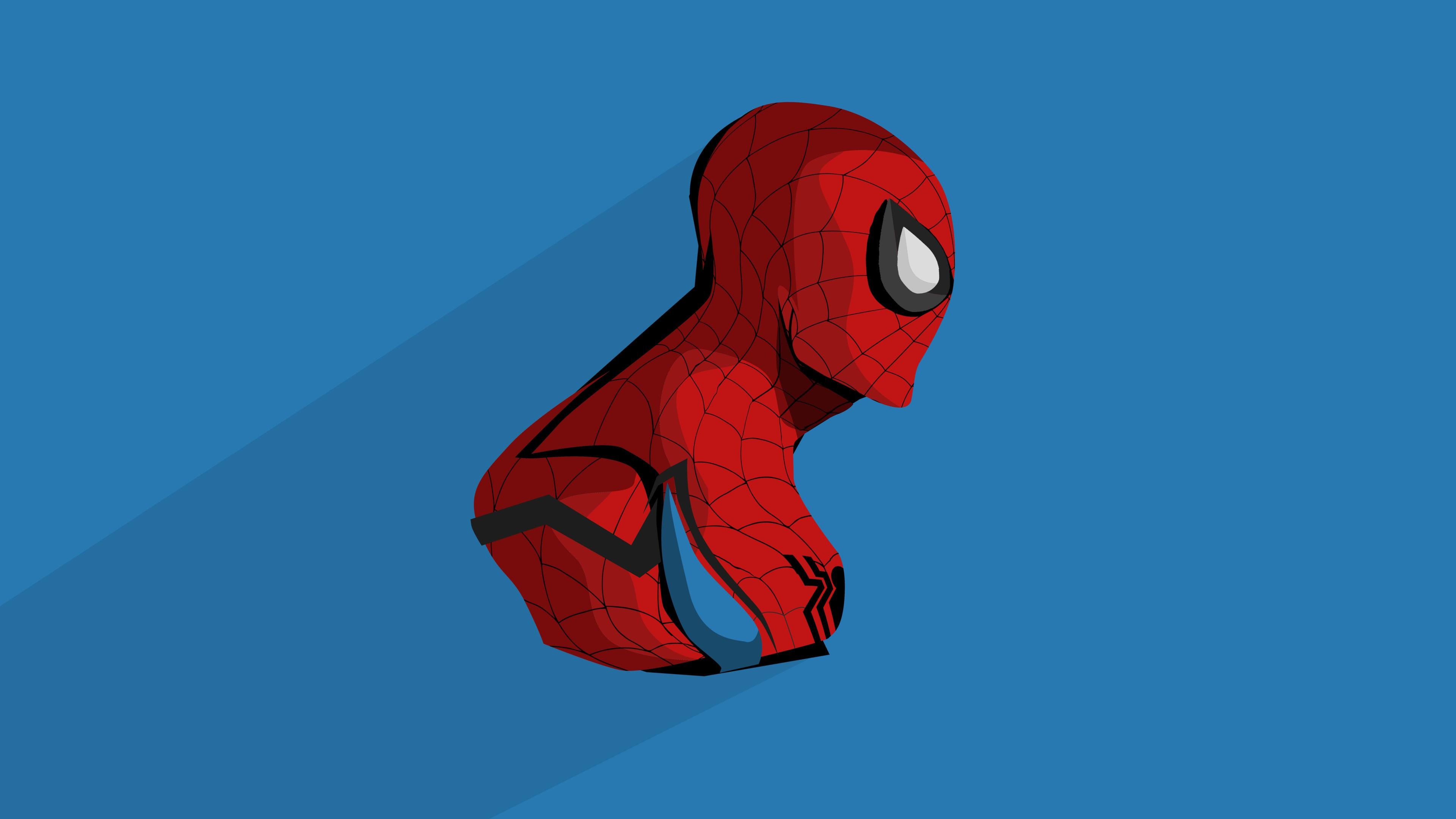 Spider-Man Homecoming suit, minimalist vector illustration, long diagonal shadow, 4K Desktop wallpaper