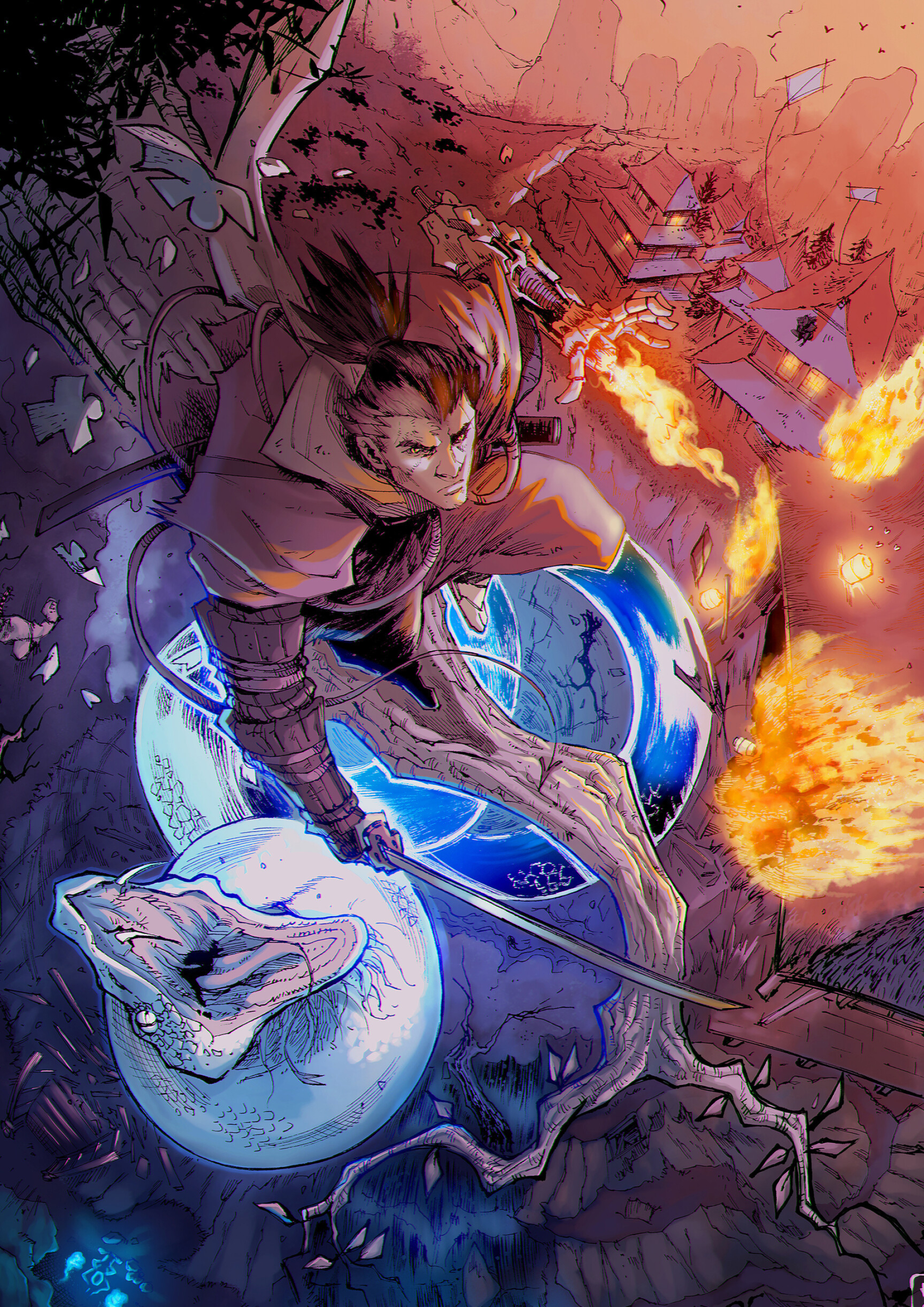 Wolf, Great Serpent, Shinobi Prosthetic Flame Vent, HD Phone wallpaper