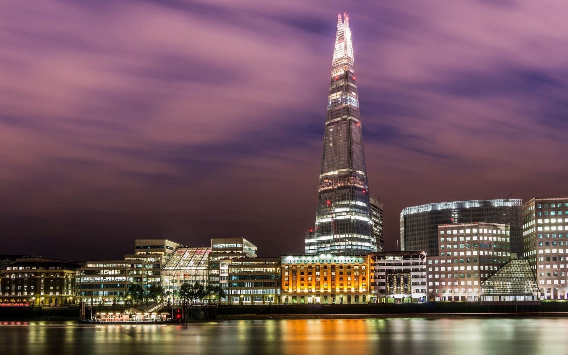 The Shard, London night, Modern architecture, British scenery, 1920x1200 HD Desktop