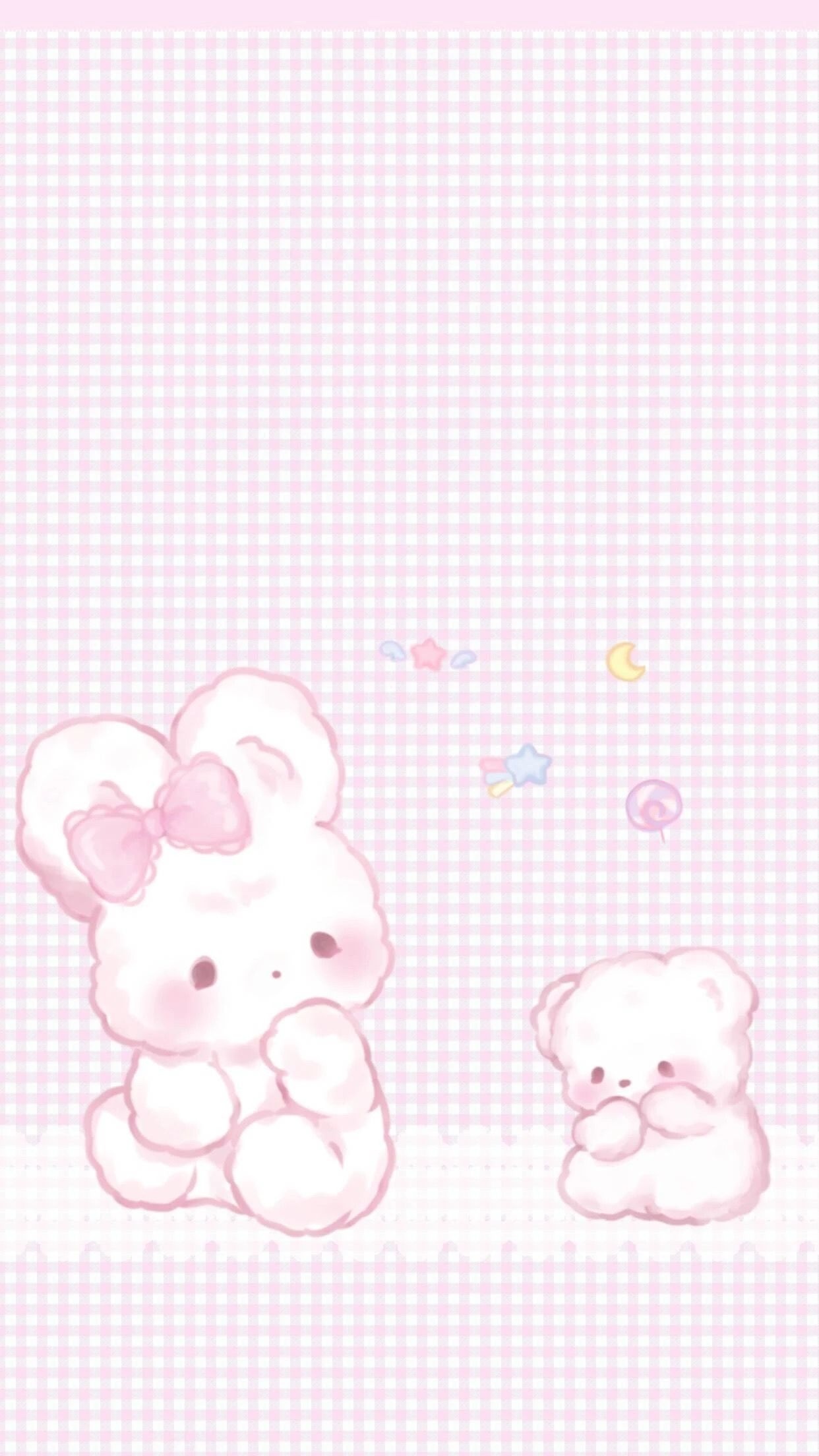 Bunny and bear, Cute Pink Wallpaper, 1250x2210 HD Phone