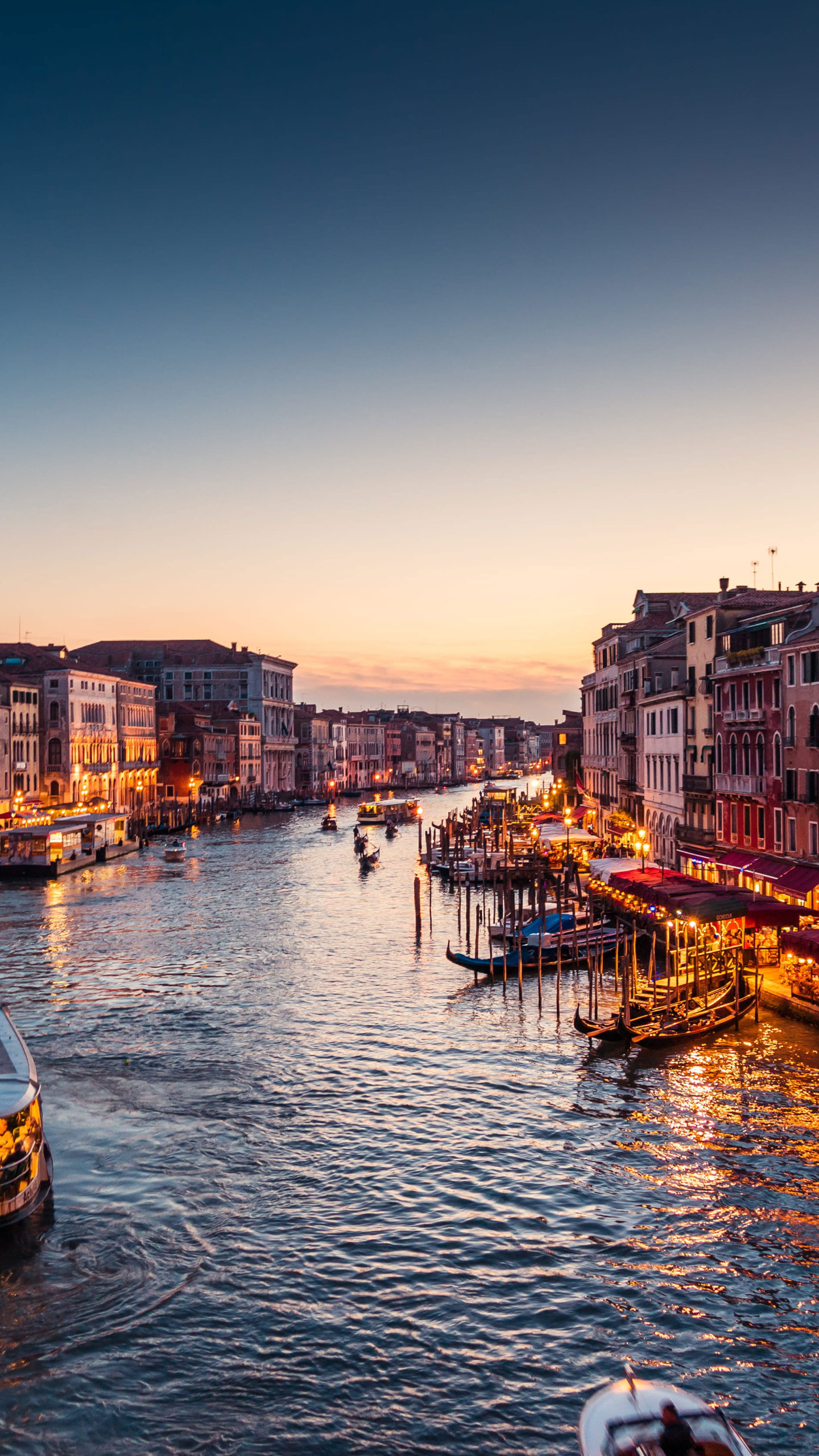 Venice canal grande, Nighttime view, Architectural beauty, Italian city, 1440x2560 HD Phone