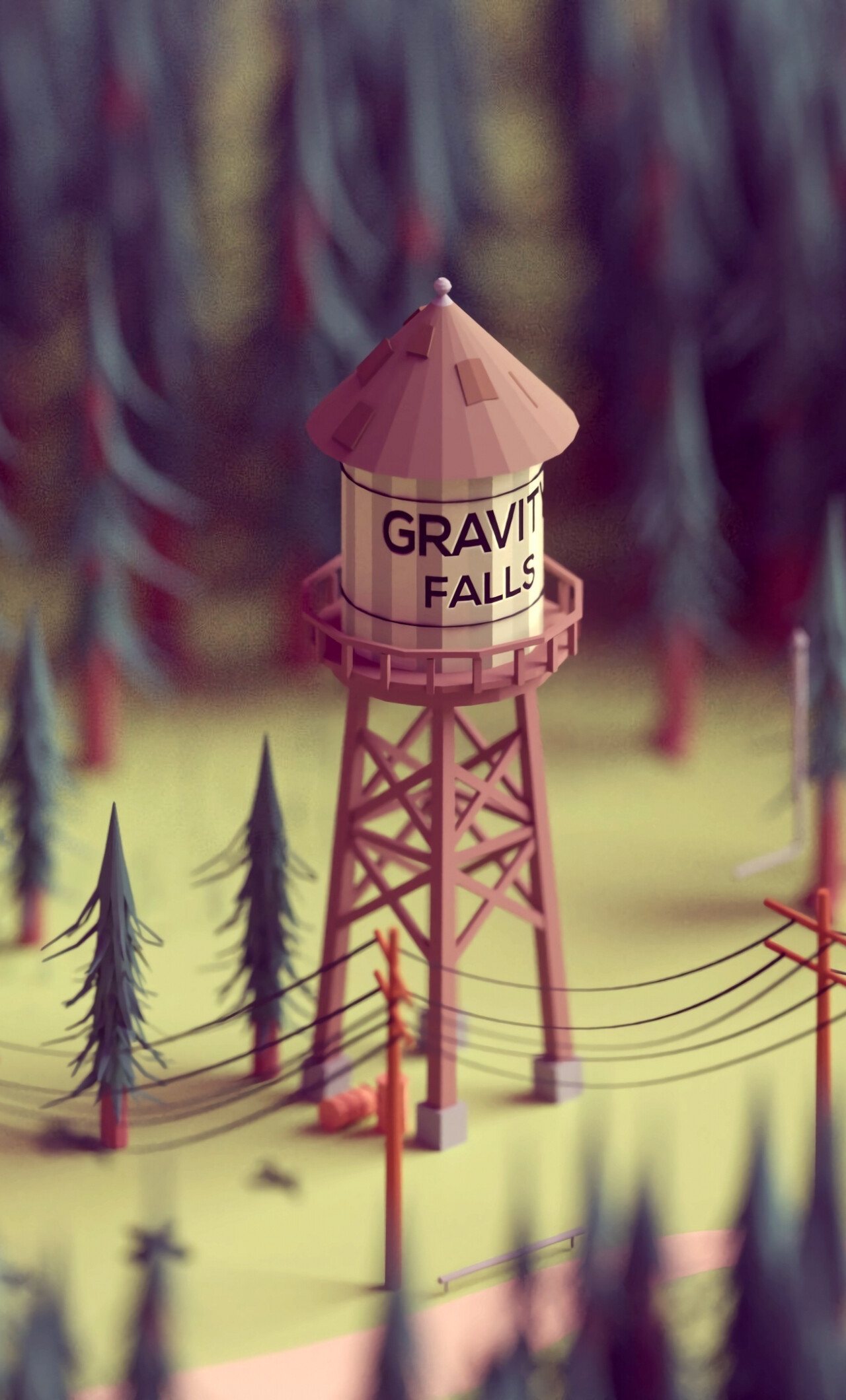 Gravity Falls Animation, Tower in the forest, iPhone 6 Plus wallpaper, Mystical ambiance, 1280x2120 HD Phone