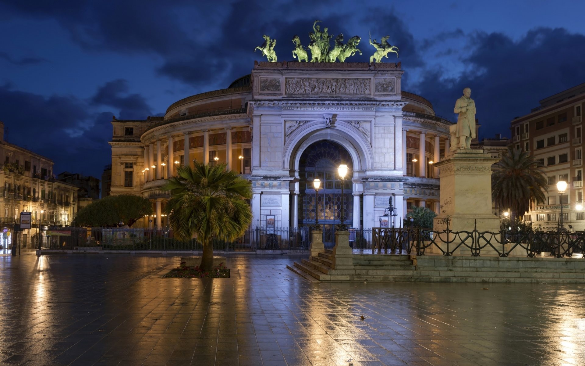 Theatre Politeama Ruggero, Settimo square, High quality, Palermo, 1920x1200 HD Desktop